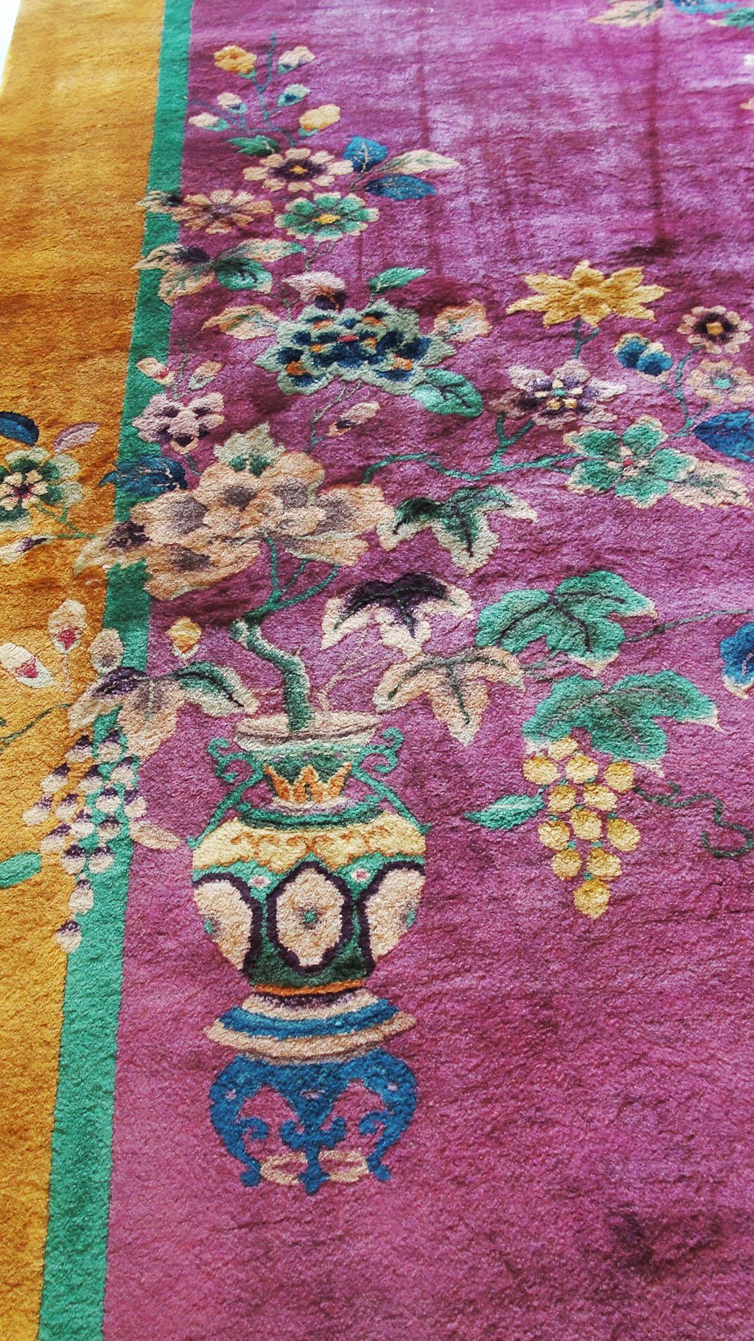 Wool Fabulous Antique Art Deco Carpet