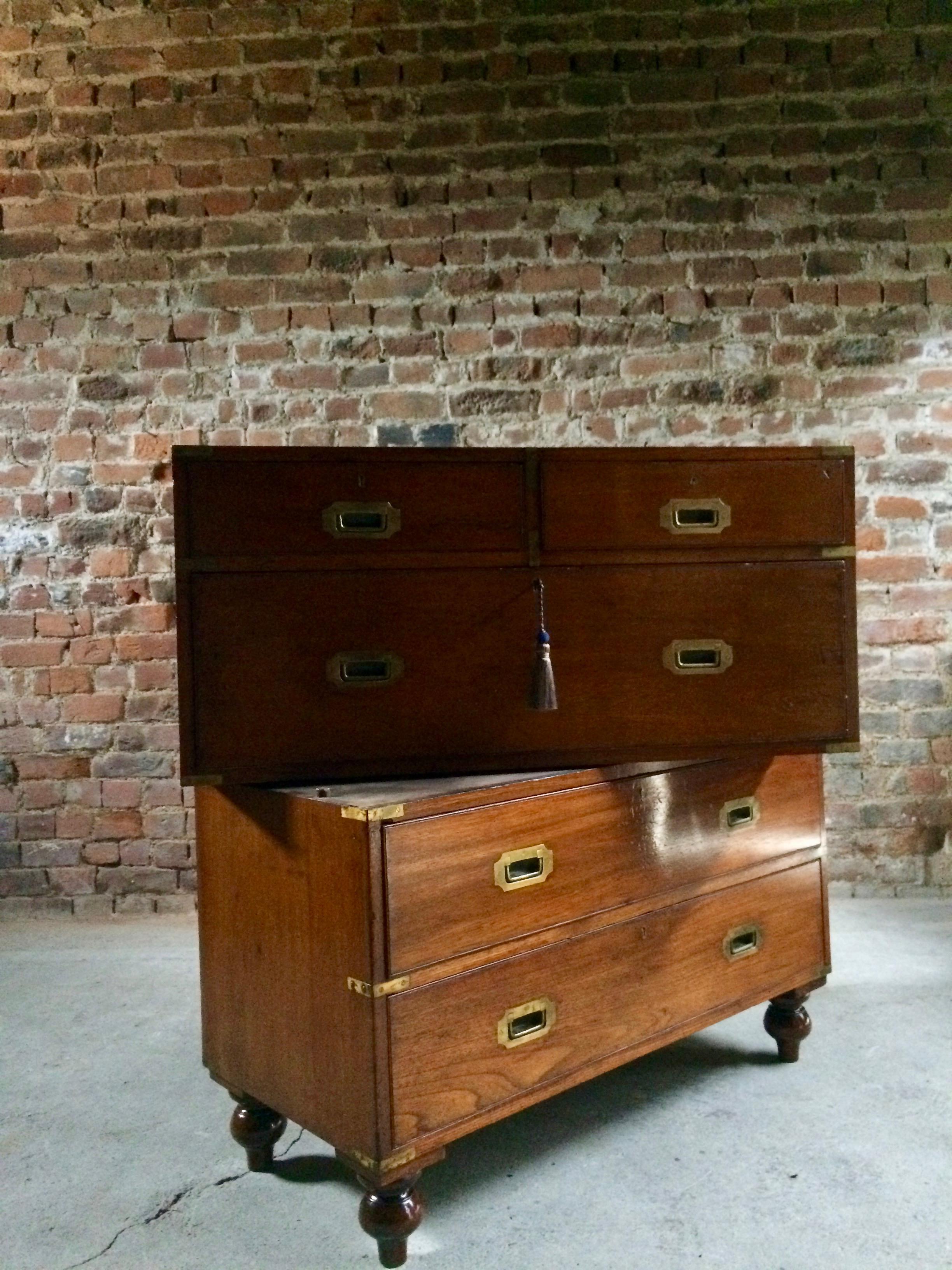 Fabulous Antique Campaign Chest of Drawers Mahogany circa 1875 Victorian No.5 5