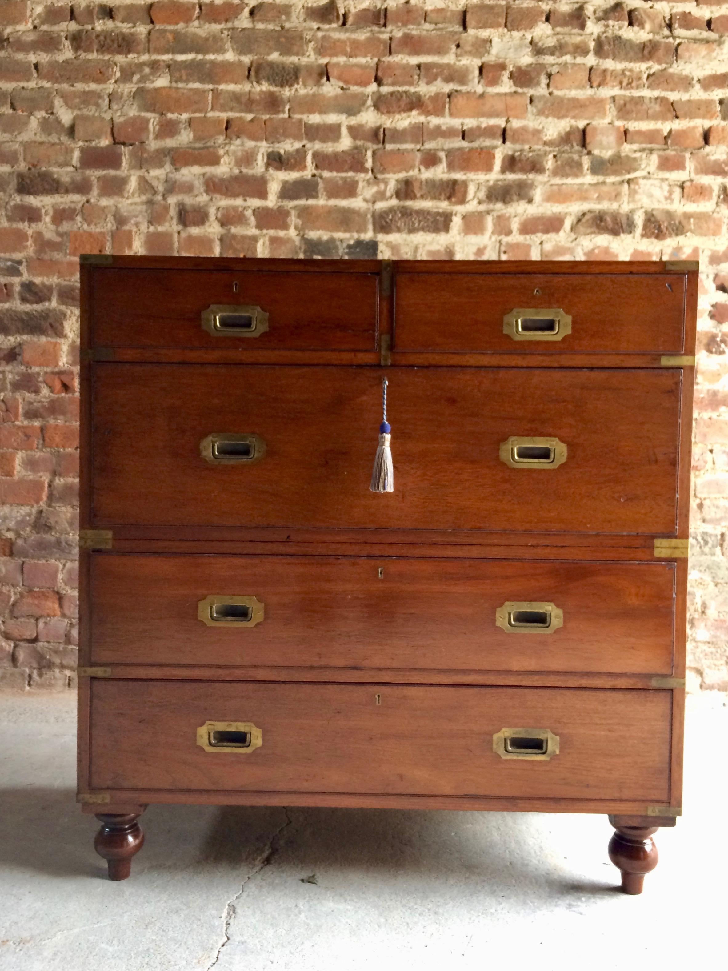 Fabulous Antique Campaign Chest of Drawers Mahogany circa 1875 Victorian No.5 6