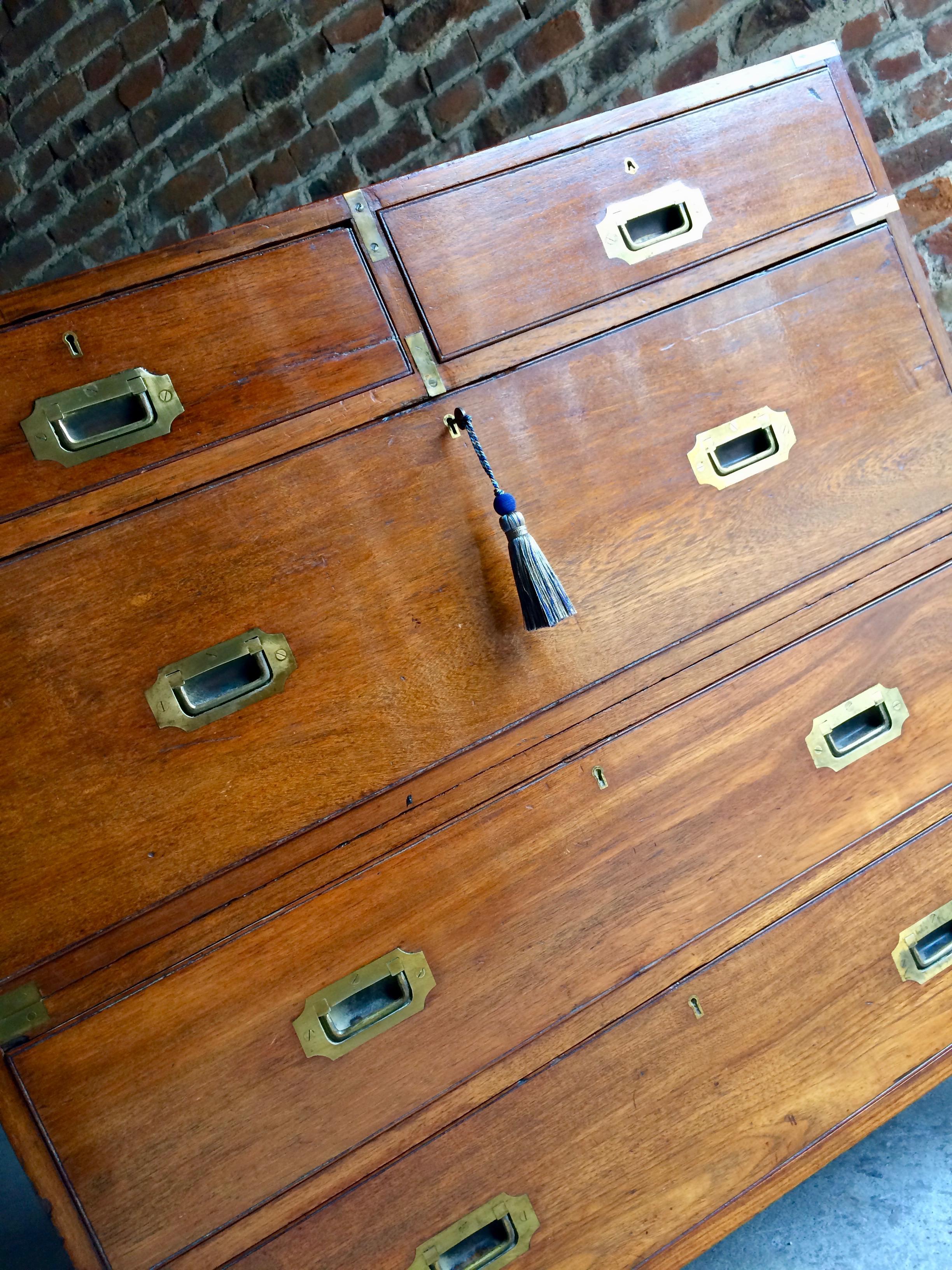 Late 19th Century Fabulous Antique Campaign Chest of Drawers Mahogany circa 1875 Victorian No.5