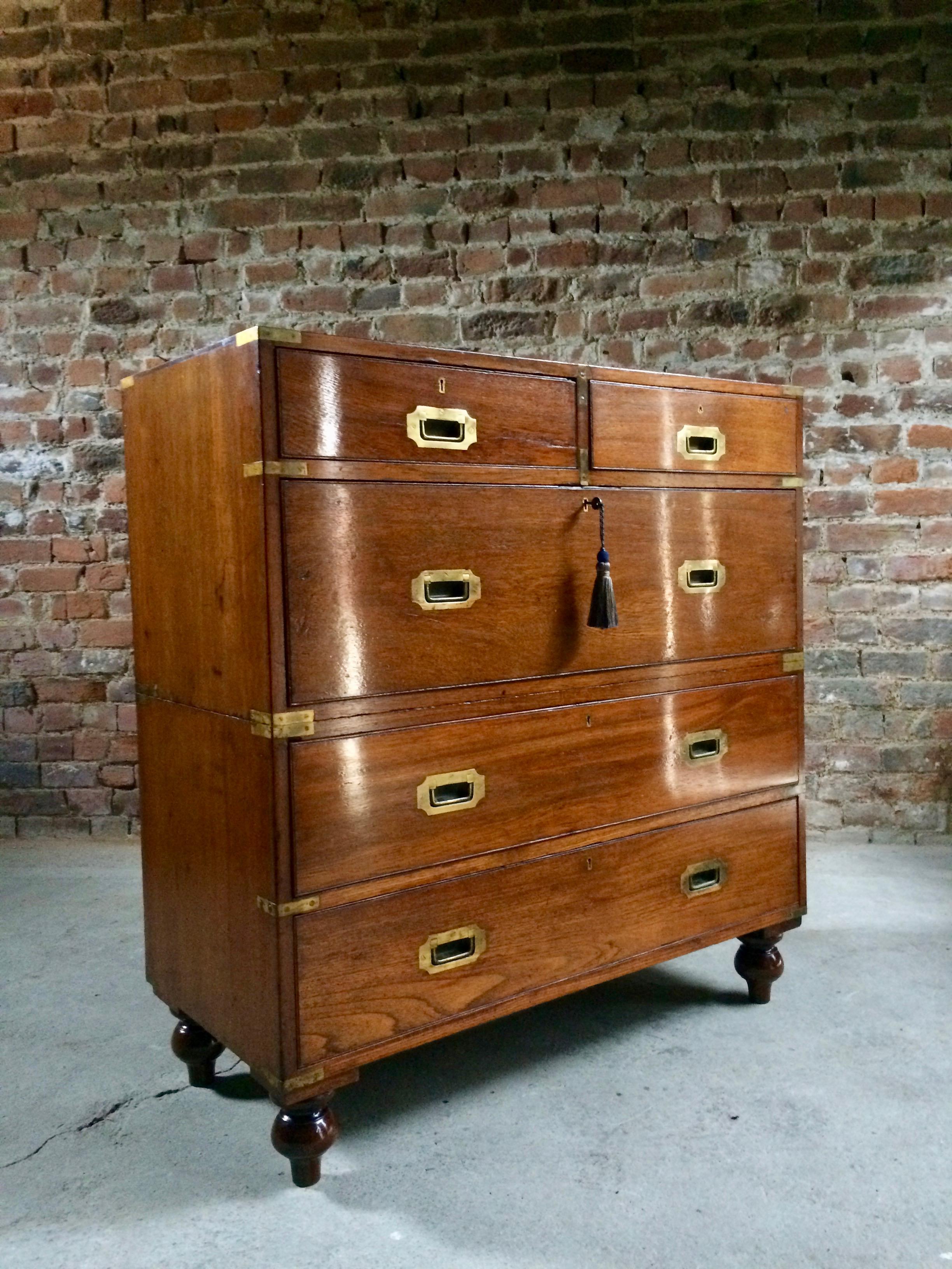 Fabulous Antique Campaign Chest of Drawers Mahogany circa 1875 Victorian No.5 2
