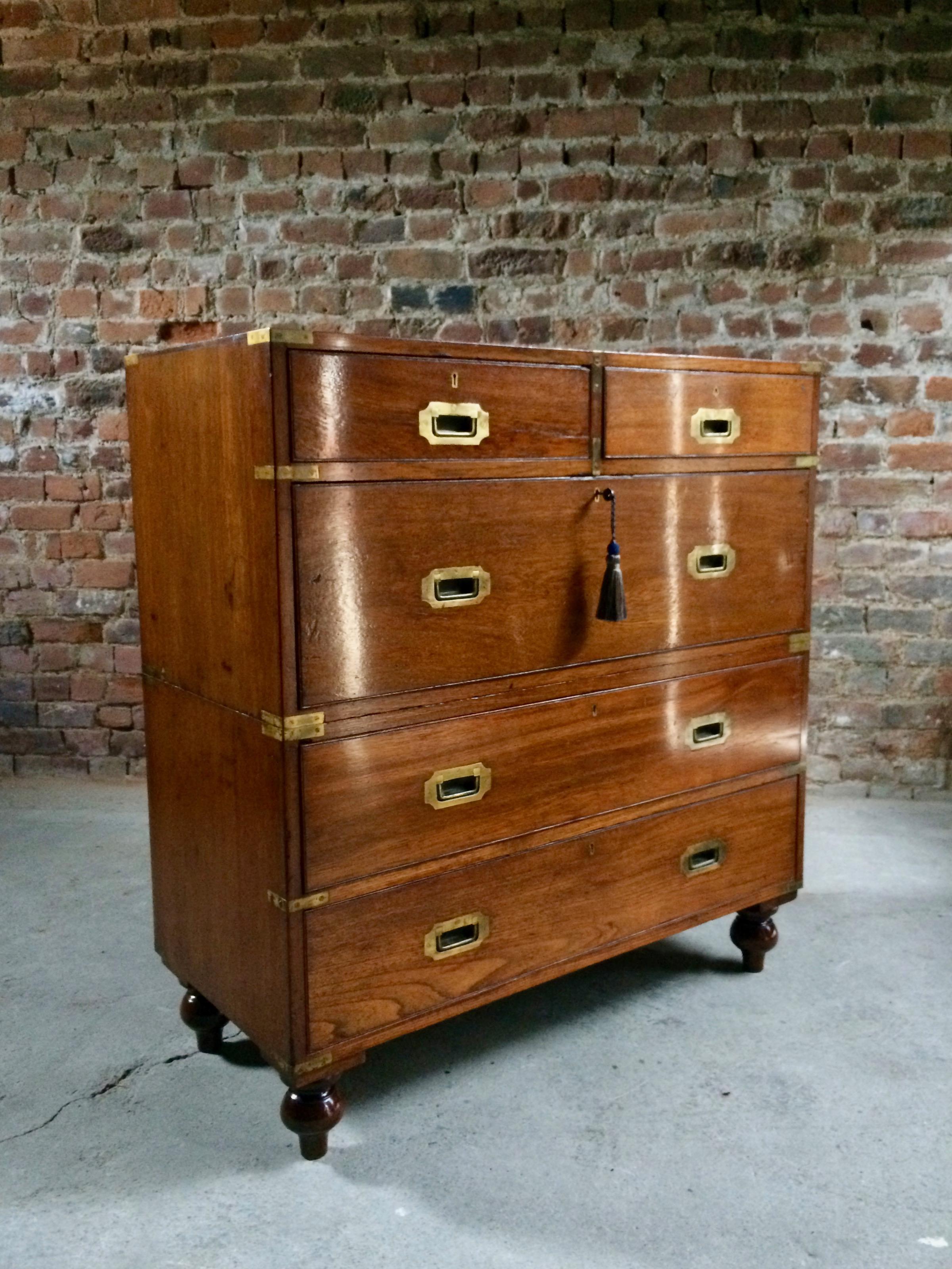 Fabulous Antique Campaign Chest of Drawers Mahogany circa 1875 Victorian No.5 3
