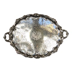 Fabulous Antique English Early Sheffield Plate Armorial Engraved Lg. Tea Tray