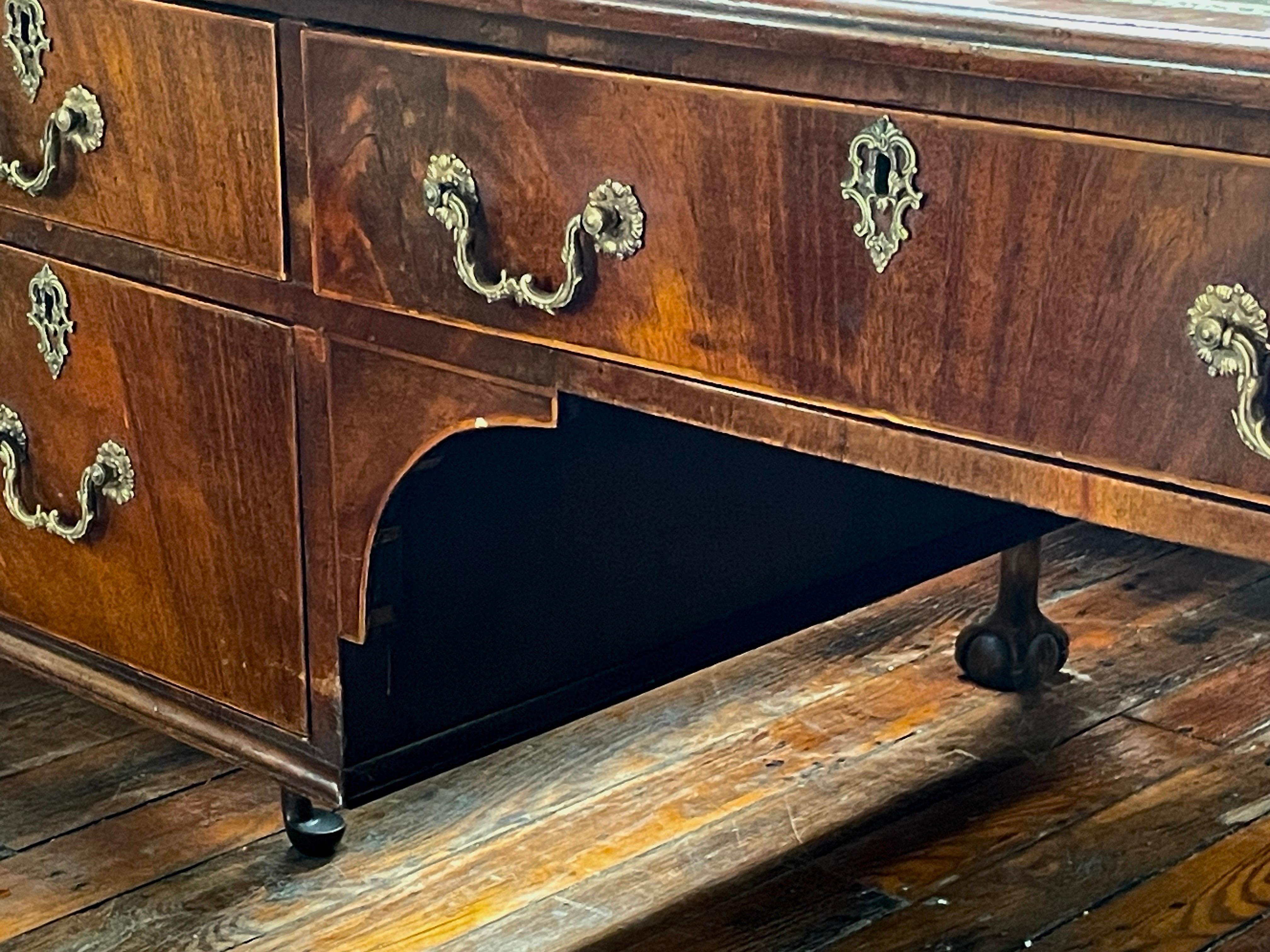 Fabulous Antique English Flame Mahog. Chippendale Style Large Desk w/leather 4