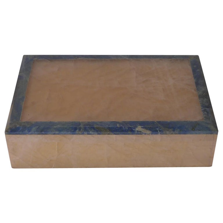 Fabulous Antique English Rose Quartz And Lapis Lazuli Box C 19 For Sale At 1stdibs