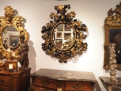 Fabulous Antique Florentine Black and Gold Wall Mirror, Circa 1850