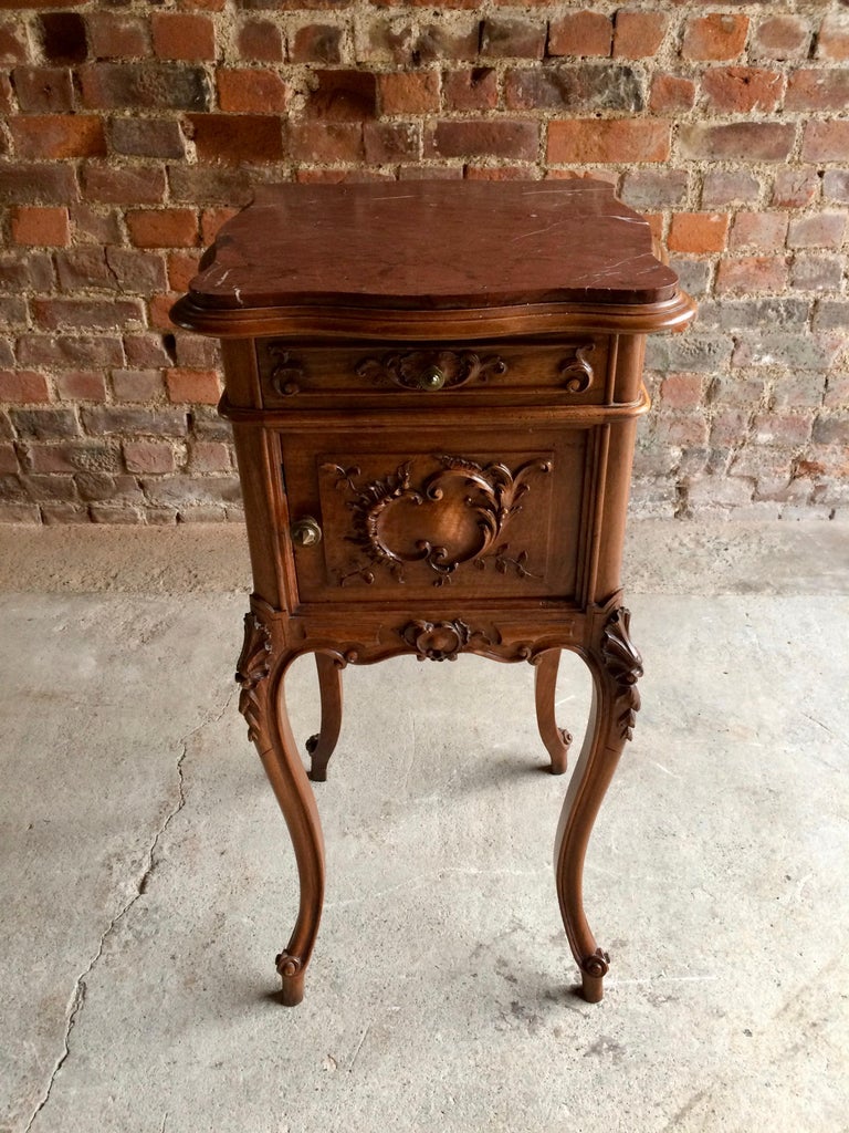 Fabulous Antique French Bedside Table Nightstand Marble Victorian, 1875
