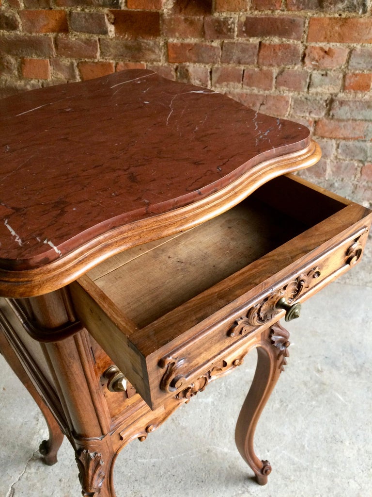 Fabulous Antique French Bedside Table Nightstand Marble Victorian, 1875