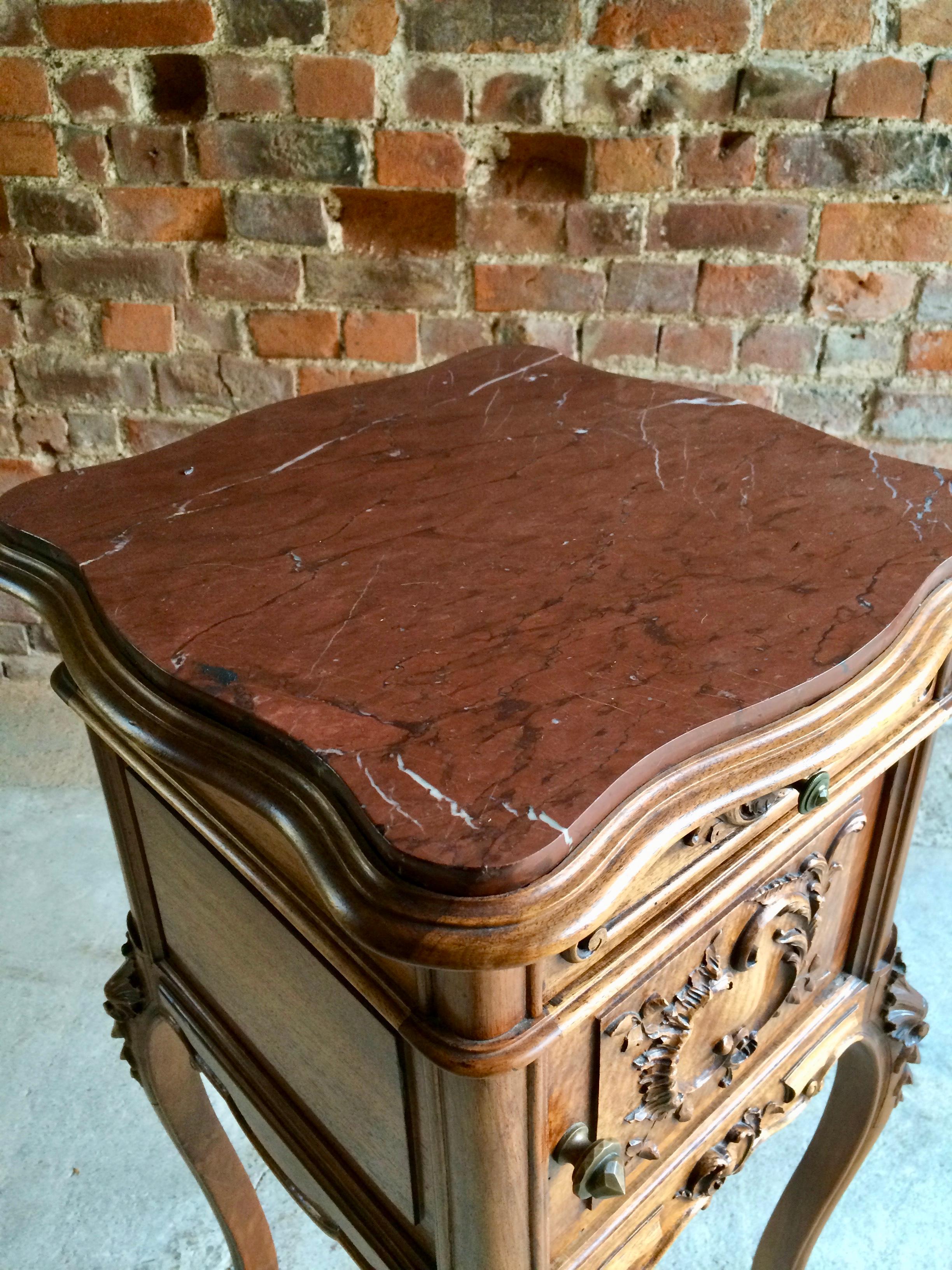 19th Century Fabulous Antique French Bedside Table Nightstand Marble Victorian, 1875