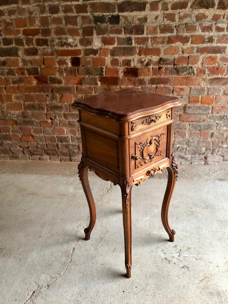 Fabulous Antique French Bedside Table Nightstand Marble Victorian, 1875