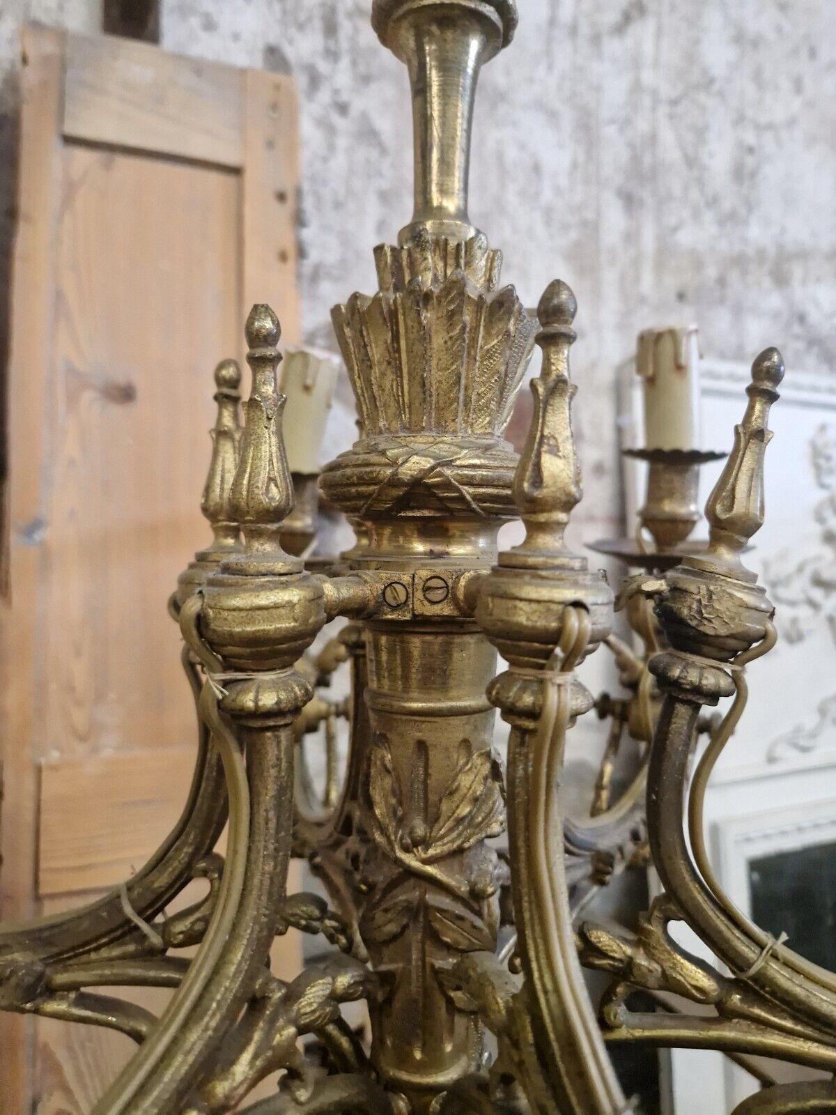 19th Century Antique French Bronze Chandelier In Good Condition In Buxton, GB