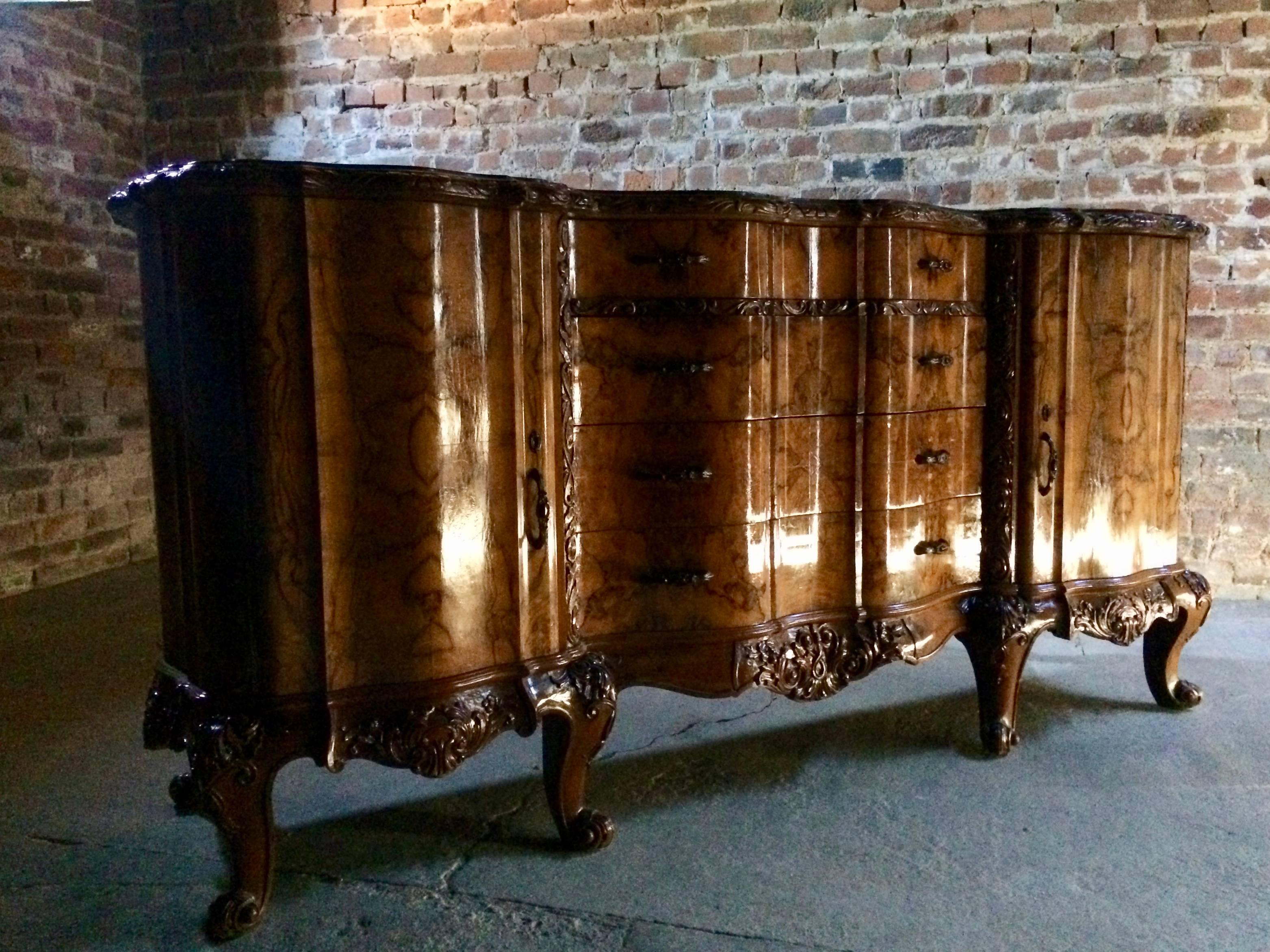 Fabulous Antique Italian Sideboard Credenza Marble Walnut 20th Century Number 2 In Good Condition In Longdon, Tewkesbury