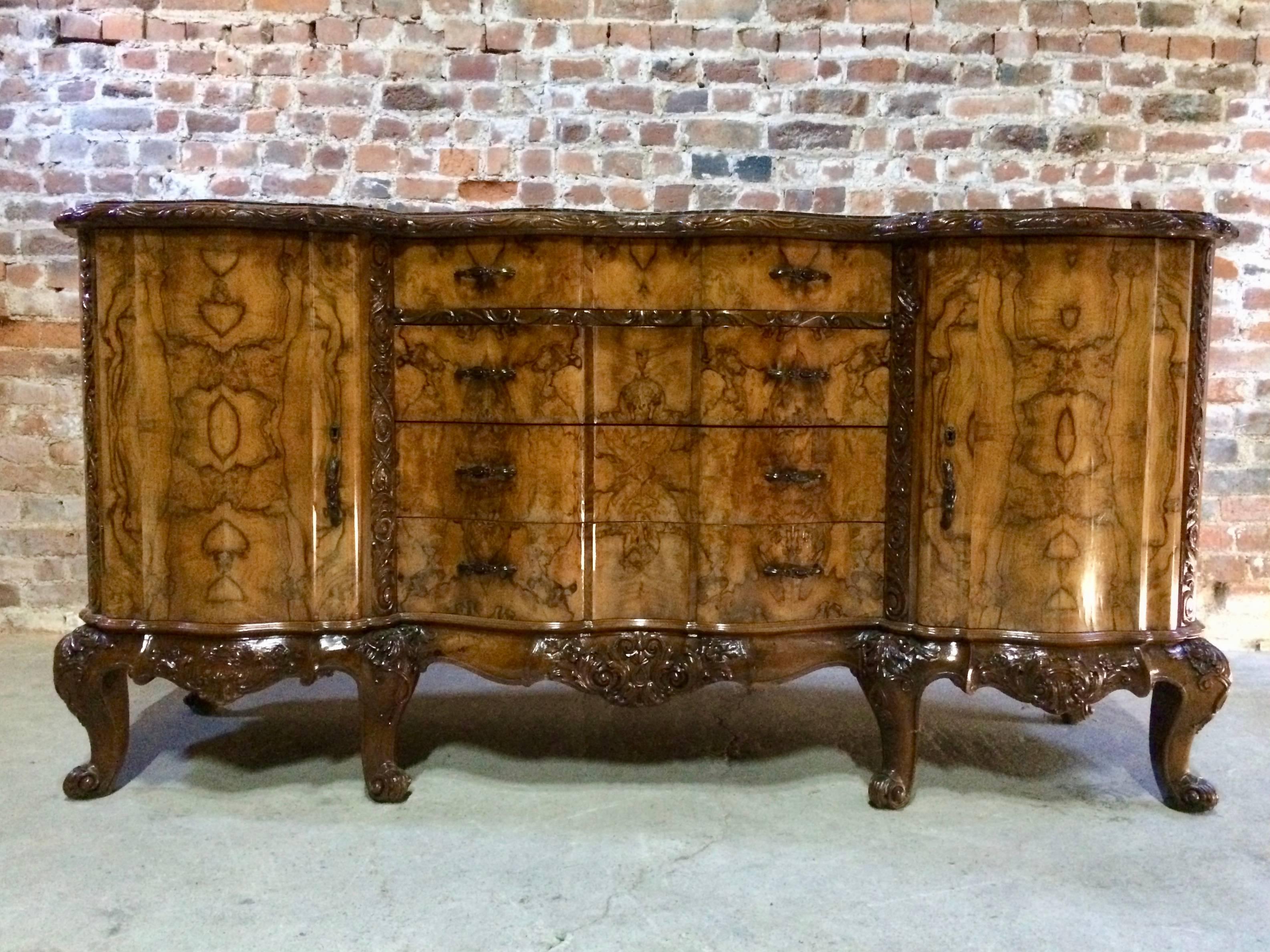Fabulous Antique Italian Sideboard Credenza Marble Walnut 20th Century Number 2 5