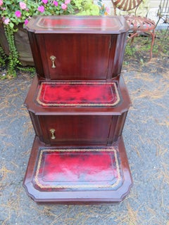 Fabulous Antique Mahogany Library Steps / Side Table