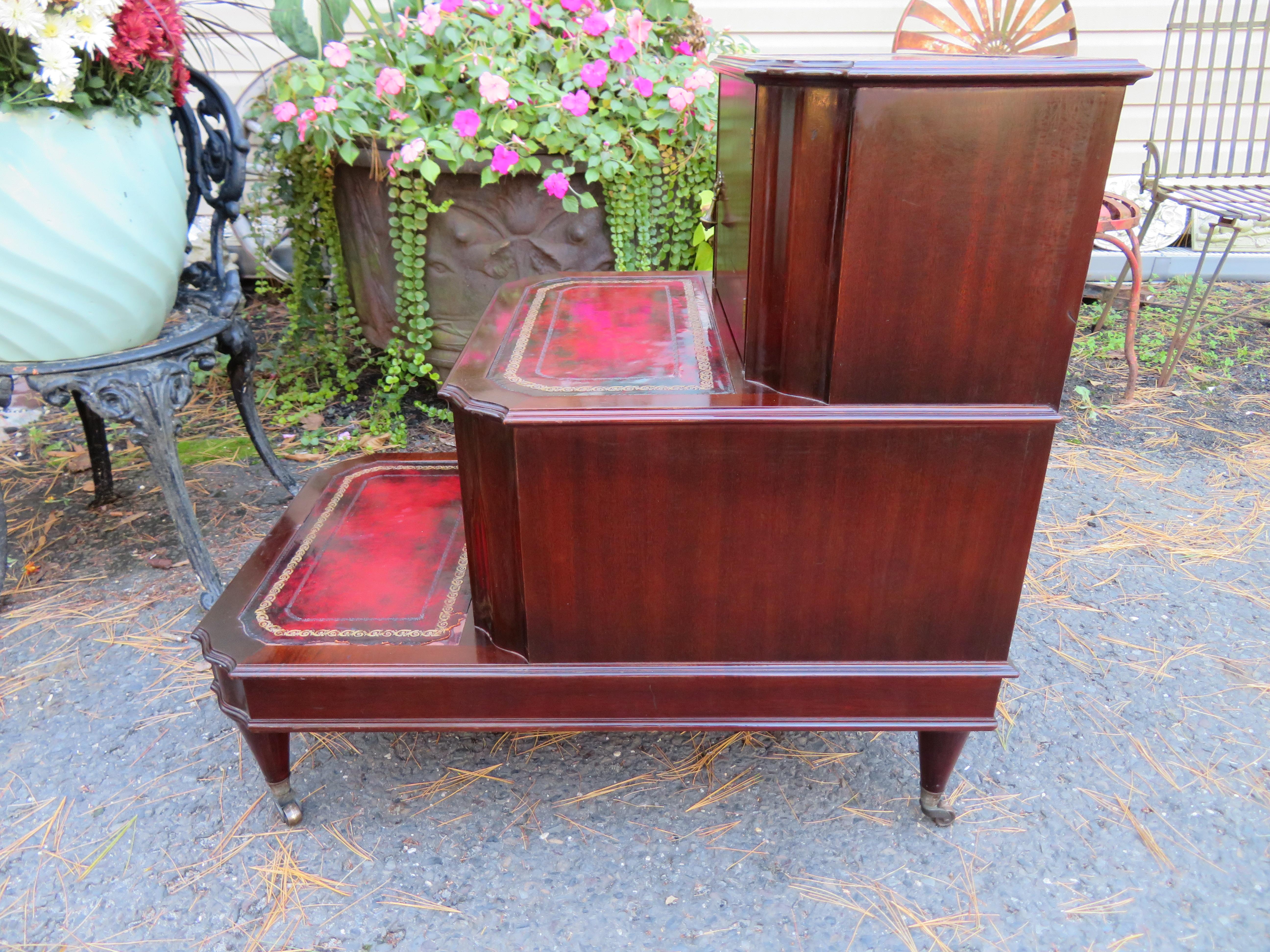 Regency Fabulous Antique Mahogany Library Steps / Side Table For Sale