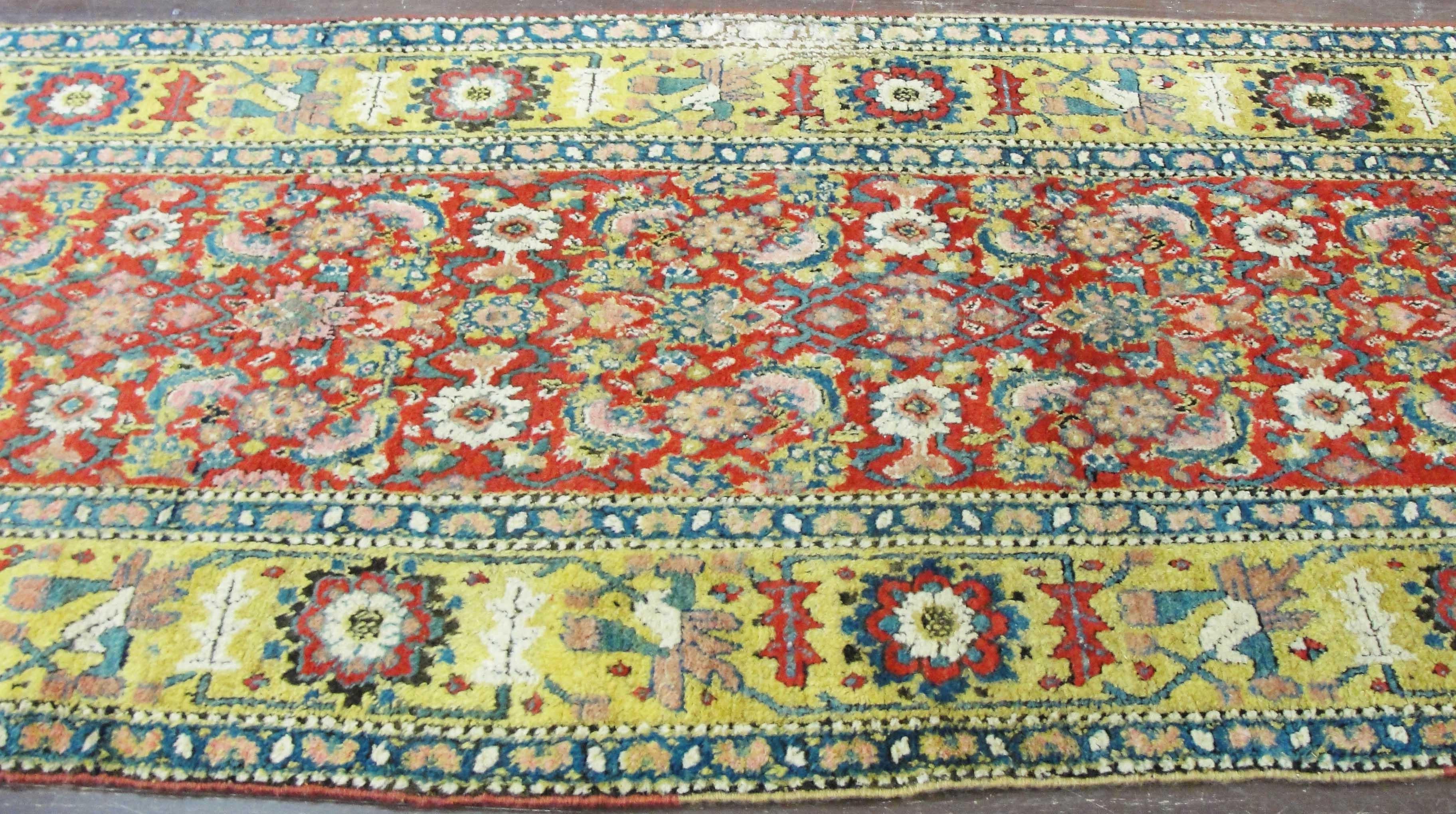 19th Century  Antique Persian Bijar Runner Gallery Carpet For Sale