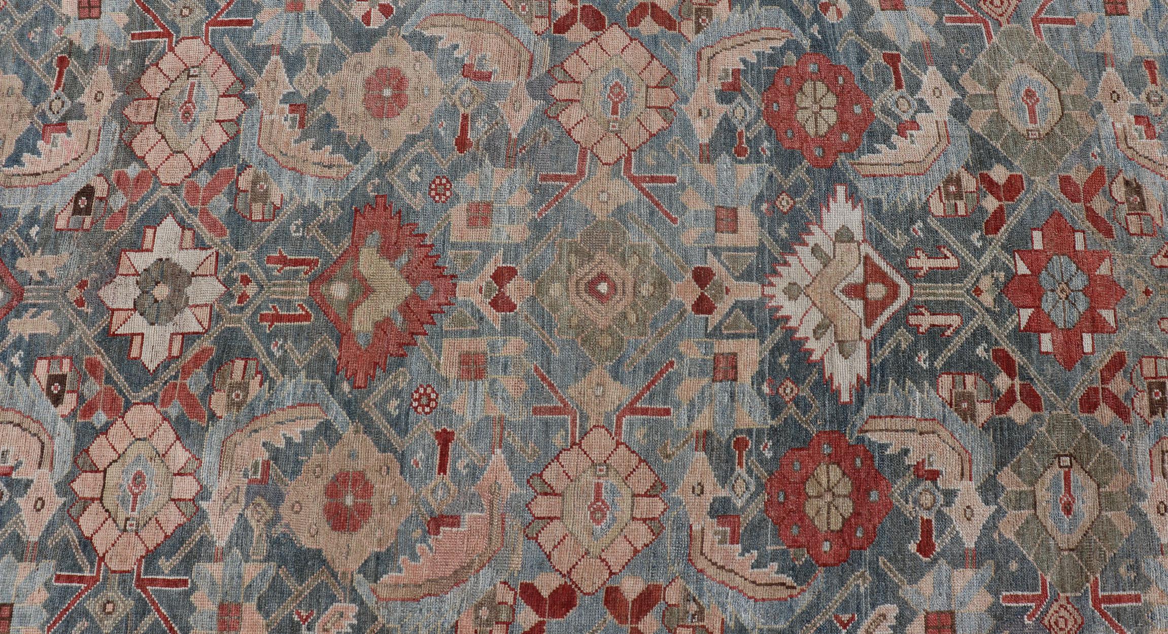 Late 19th Century Fabulous Antique Persian Sultanabad Large Gallery Runner in Blue Background For Sale