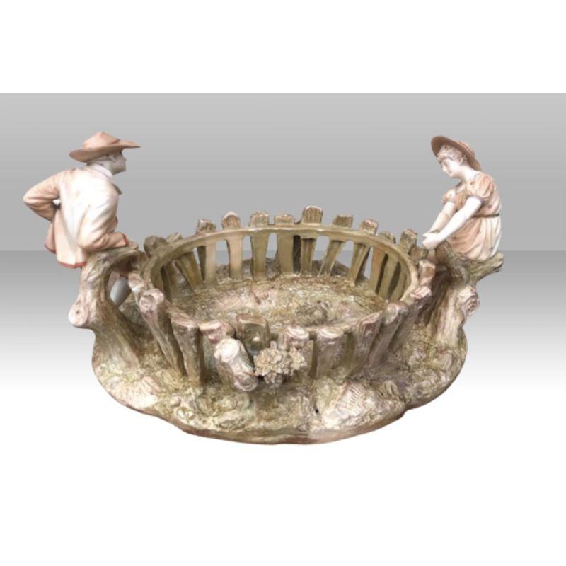 19th Century Fabulous Antique Royal Worcester Blush Ivory Hadley Centre Piece For Sale