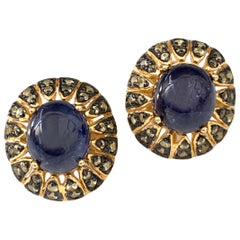 Fabulous Antique-style Oval Sapphire Vermeil Earrings