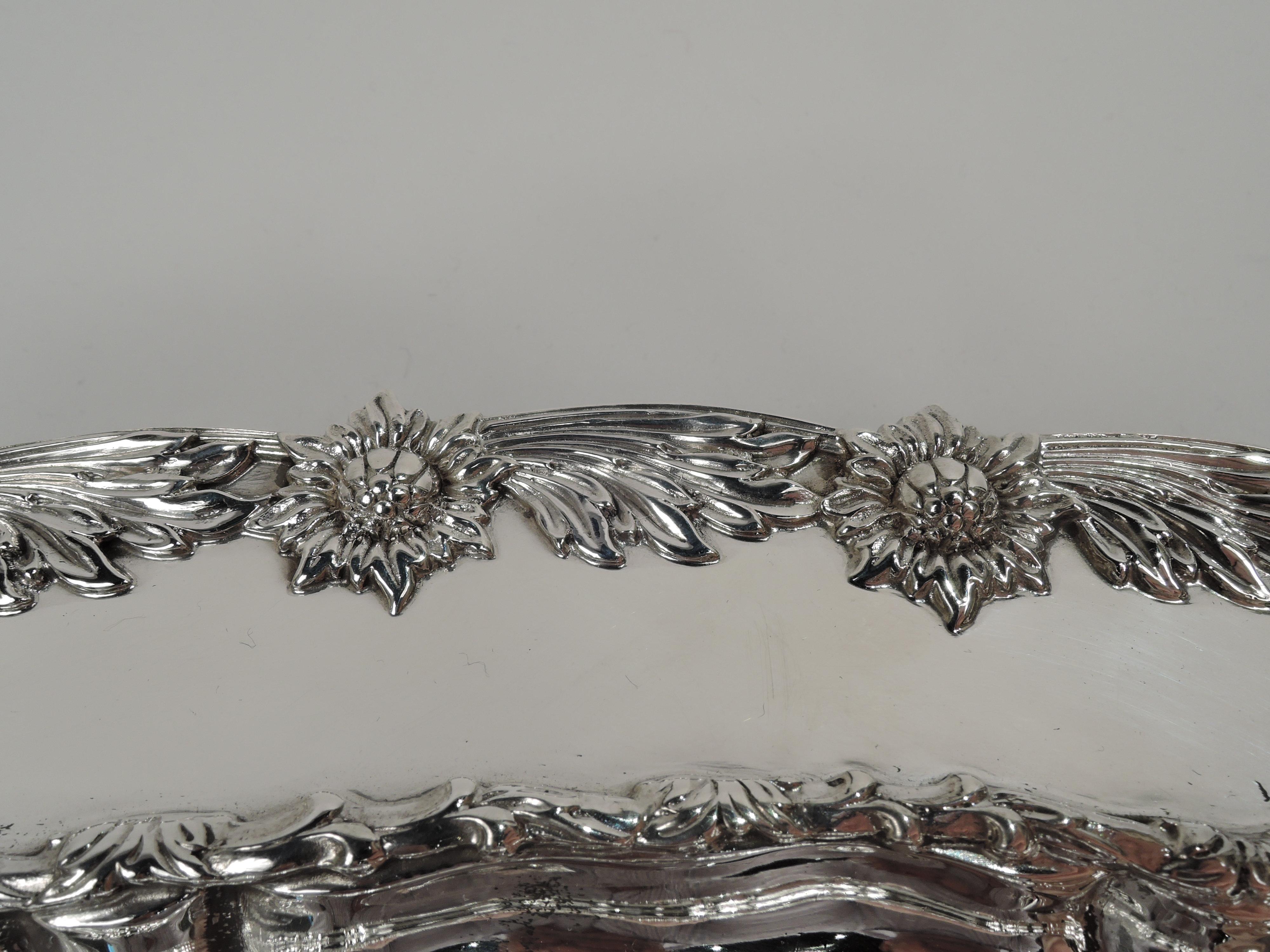 19th Century Fabulous Antique Tiffany Chrysanthemum Sterling Silver Serving Dish