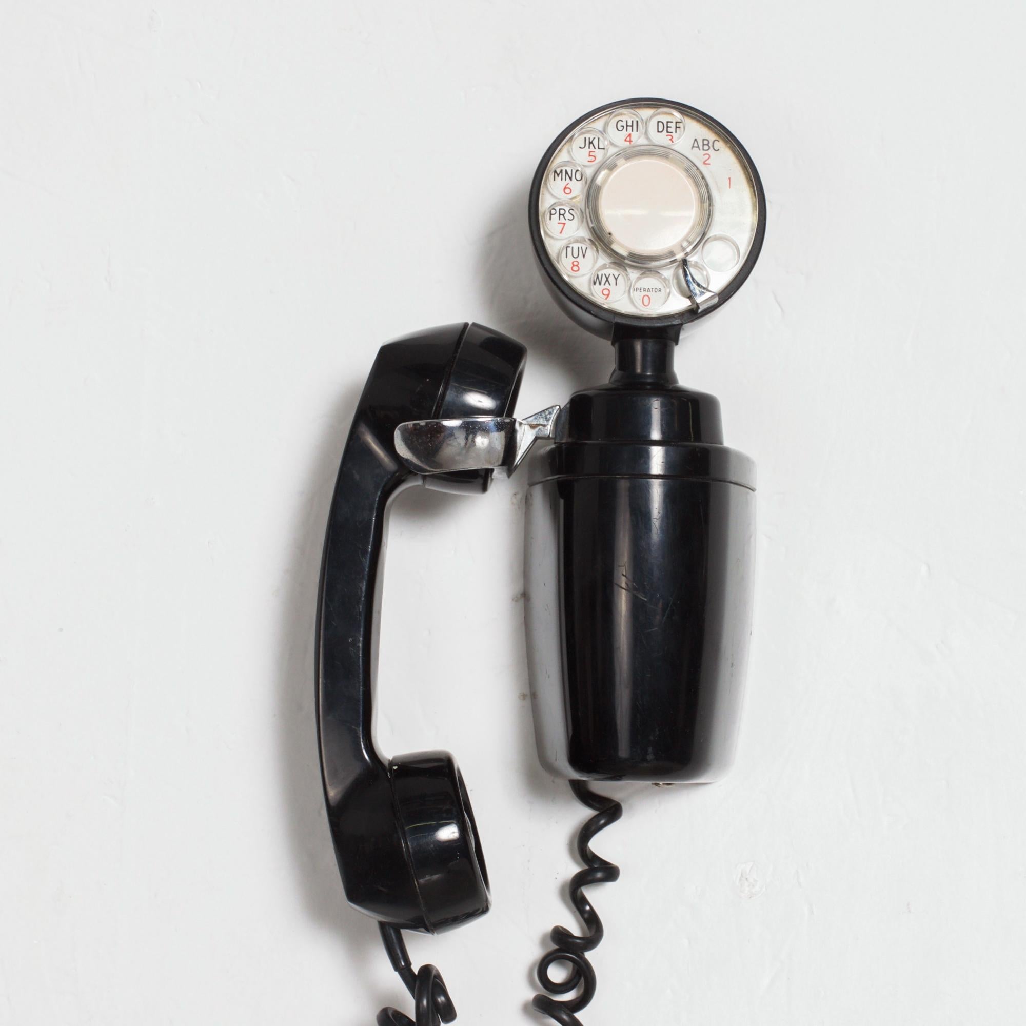 black rotary wall phone