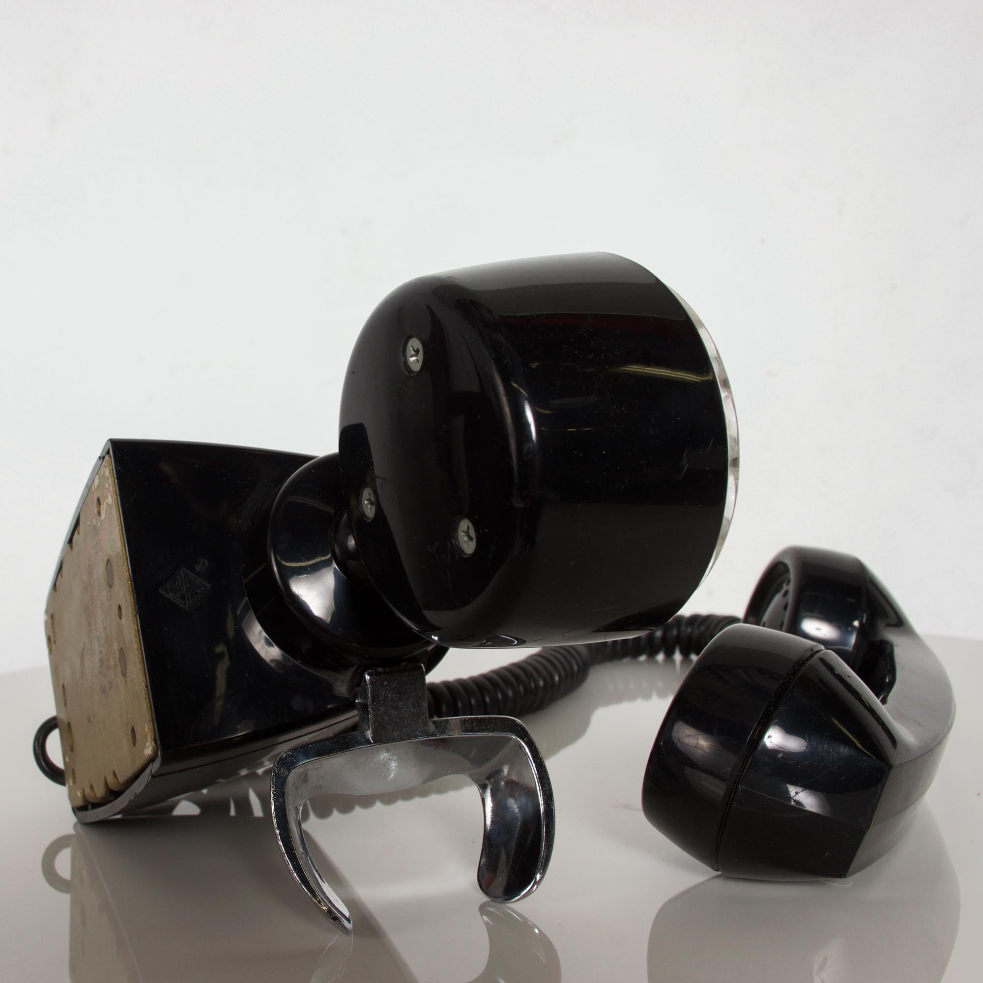 Fabulous Art Deco Black Bakelite Wall Mount Rotary Dial Telephone USA In Good Condition In Chula Vista, CA