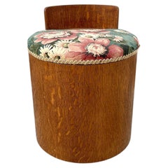 Fabulous Art Deco Drum Shaped Oak Dressing Stool With Storage, England, c1930
