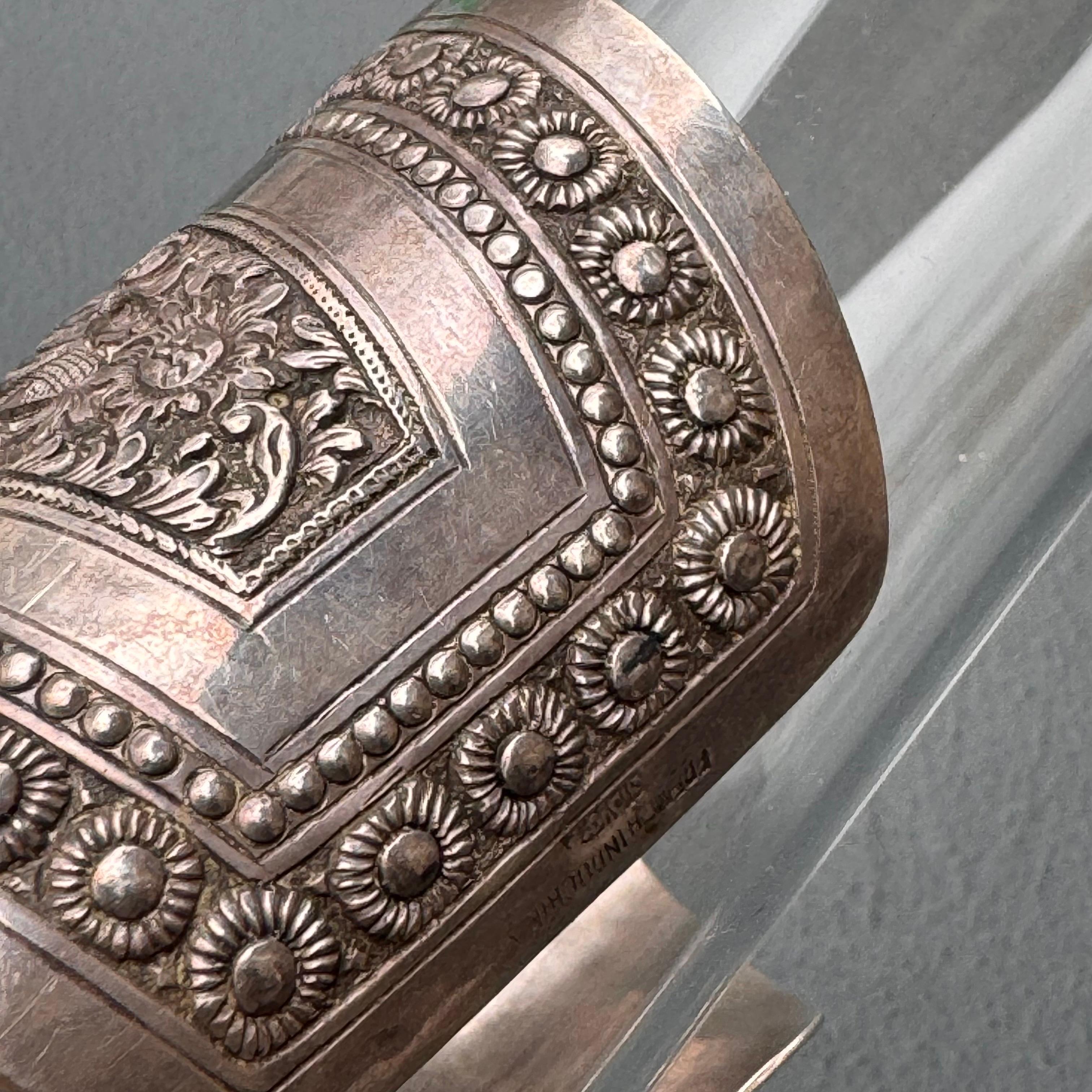 Fabulous Art Deco French-Indochina Silver Cuff Bracelet  For Sale 2
