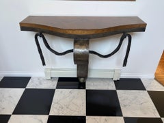 Fabulous Art Deco Raymond Subes Forged Iron Goatskin Console Table