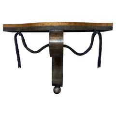 Fabulous Art Deco Raymond Subes Forged Iron Goatskin Console Table