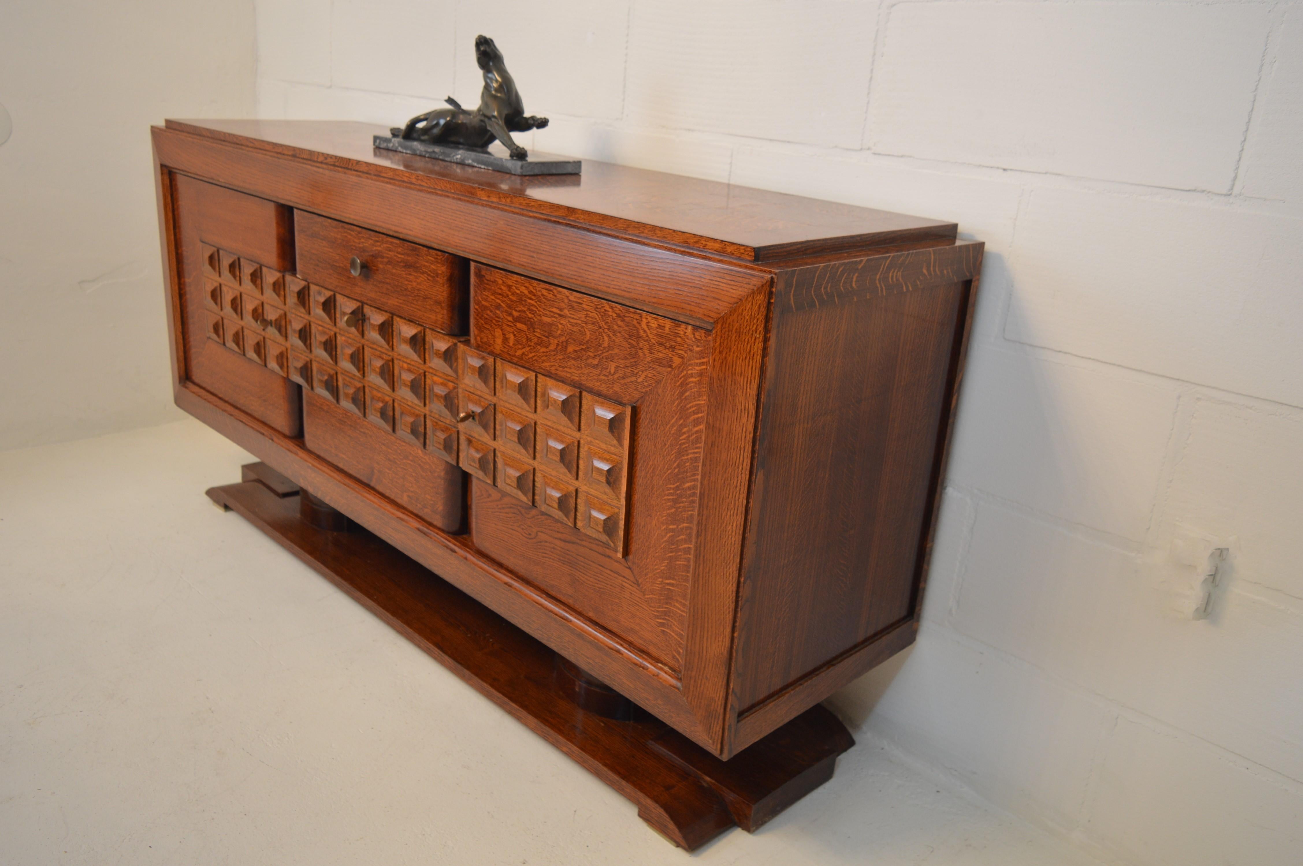 Fabulous Art Deco Sideboard in Oak by Charles Dudouyt In Good Condition In Castenray, NL