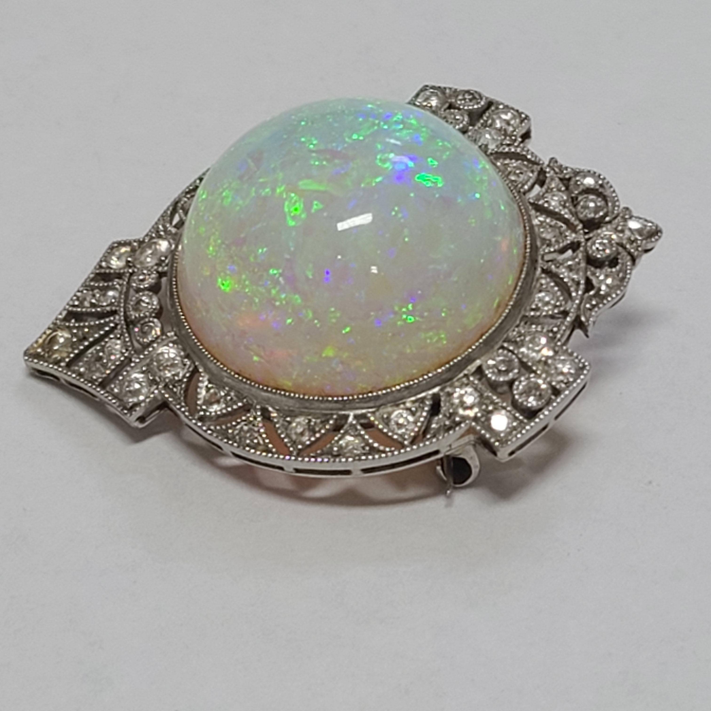 Fabelhafter Jugendstil Schwarzer Stern Frost Platin Filigran 100ct australischer Opal (Art nouveau) im Angebot