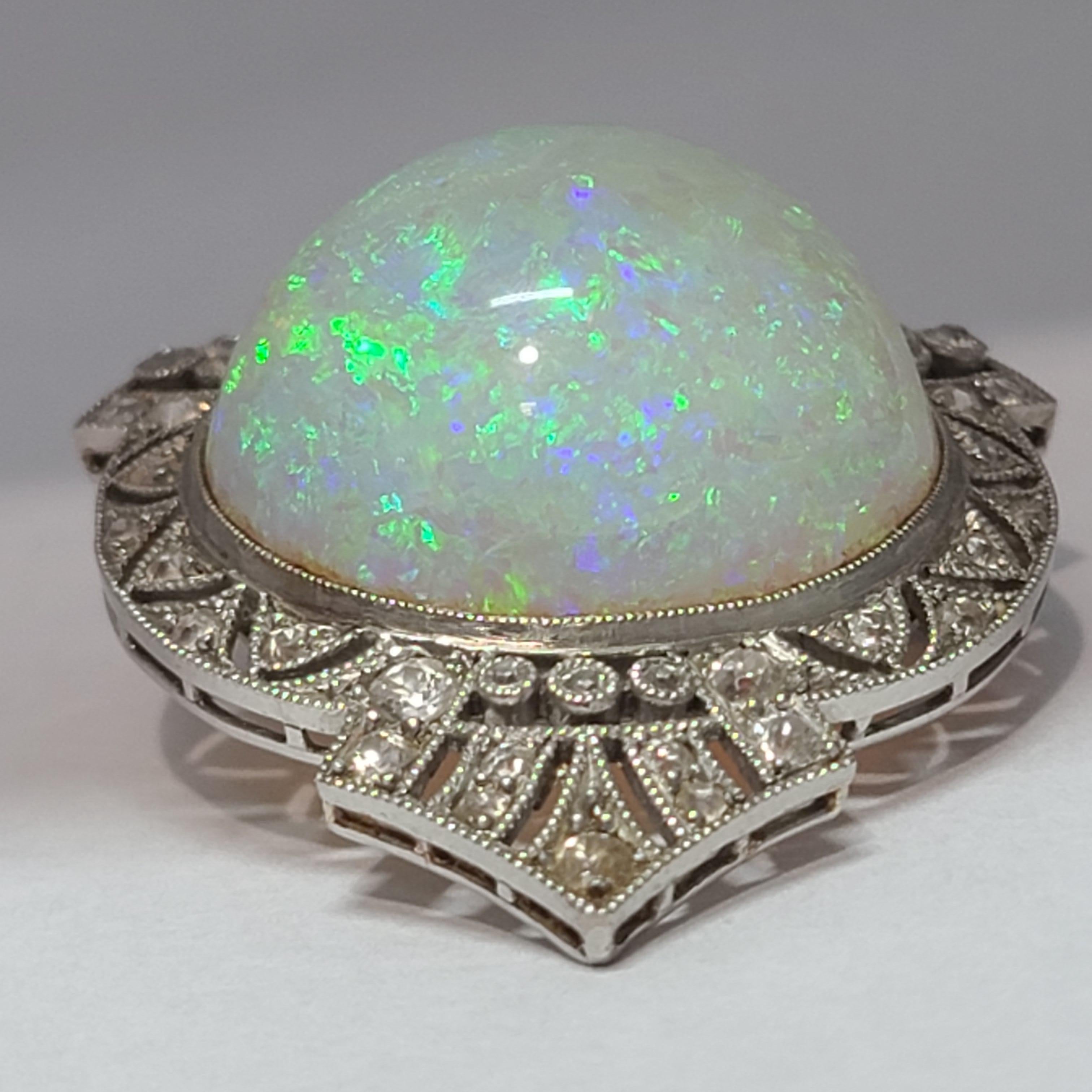 Women's or Men's Fabulous Art Nouveau Black Starr Frost Platinum Filigree 100ct Australian Opal For Sale