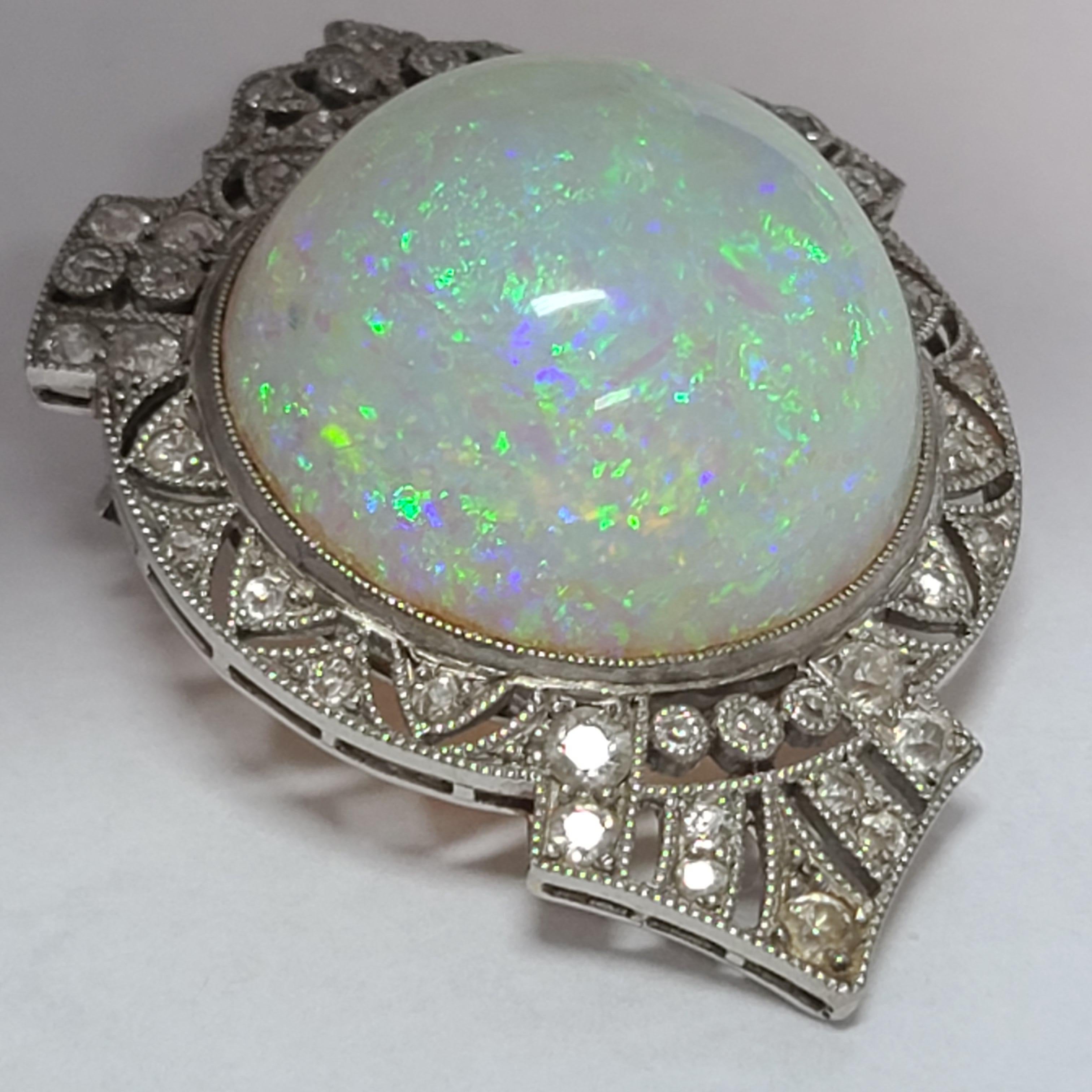 Fabulous Art Nouveau Black Starr Frost Platinum Filigree 100ct Australian Opal For Sale 1
