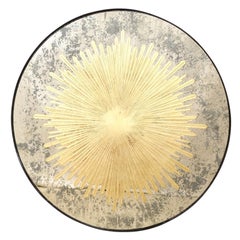 Fabulous Artisan Created Verre Églomisé Sunburst Mirror