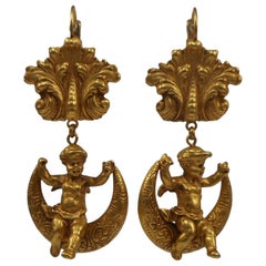 Fabulous Askew London Cherub and Moon Drop Earrings