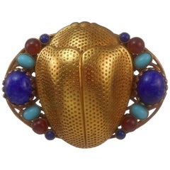 Askew London signed Egyptian Revival Scarab Statement Vintage Brooch Pin