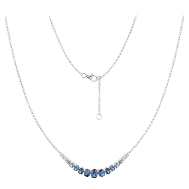 Fabulous Blue Sapphire White Gold Diamond Necklace for Her For Sale