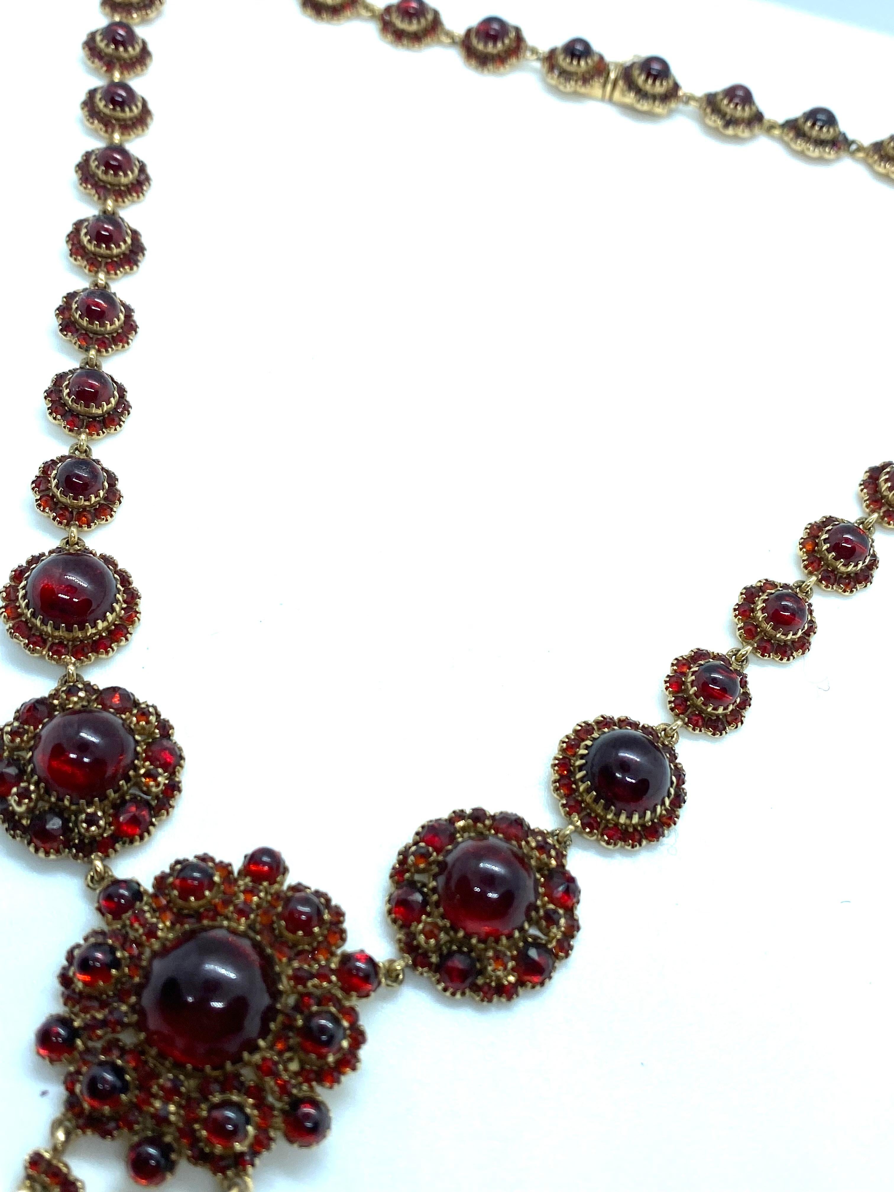 Round Cut Fabulous Bohemian Garnet Necklace