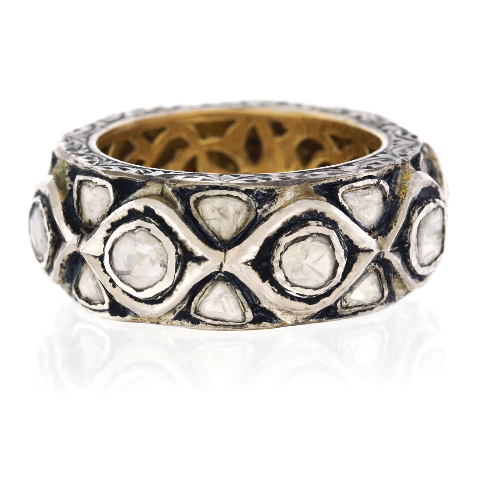 Fabulous Boho Diamond Set Silver and Gold Ring 2