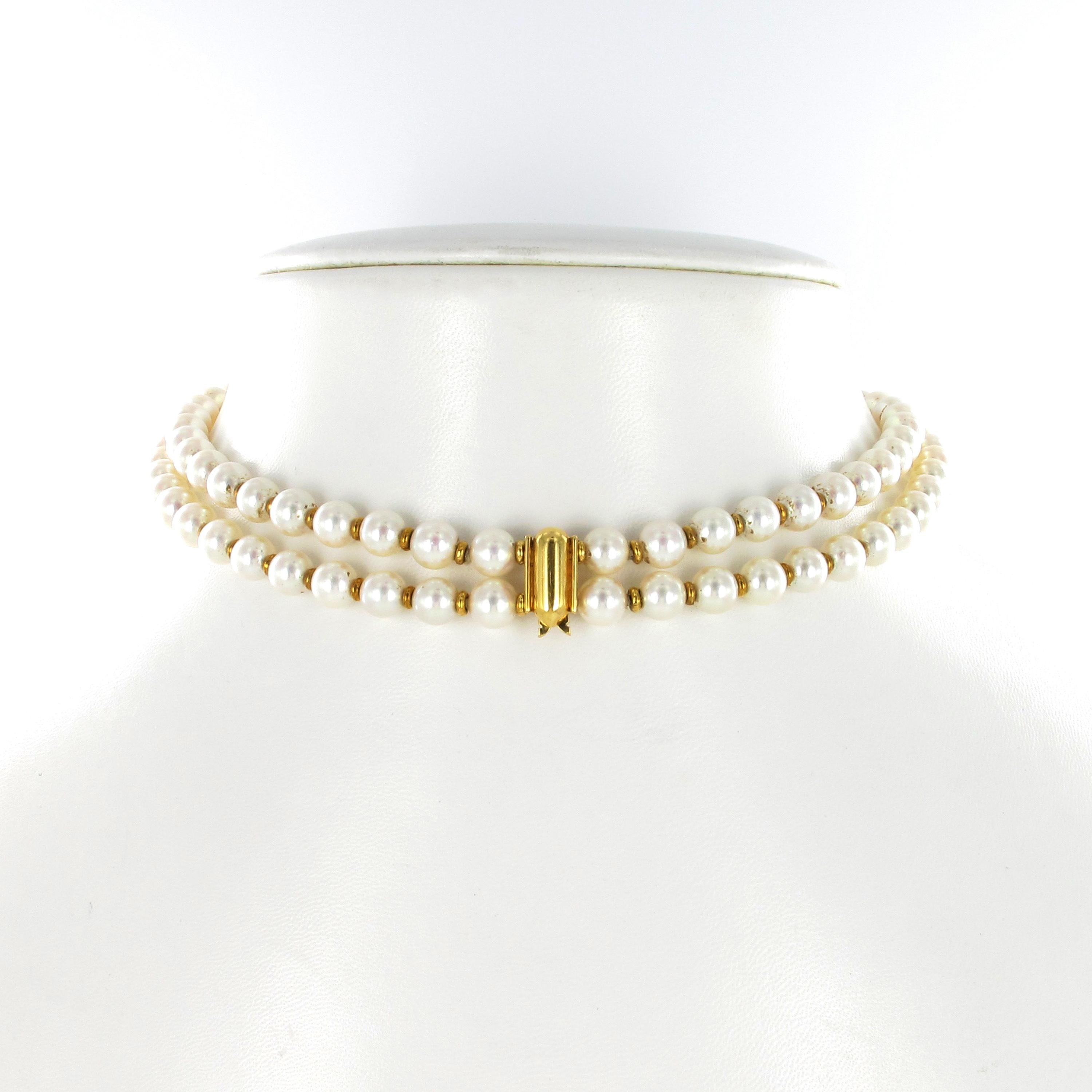 Artisan Fabulous Boucheron Cultured Pearl, Sapphire, and Diamond Necklace in Yellow Gold