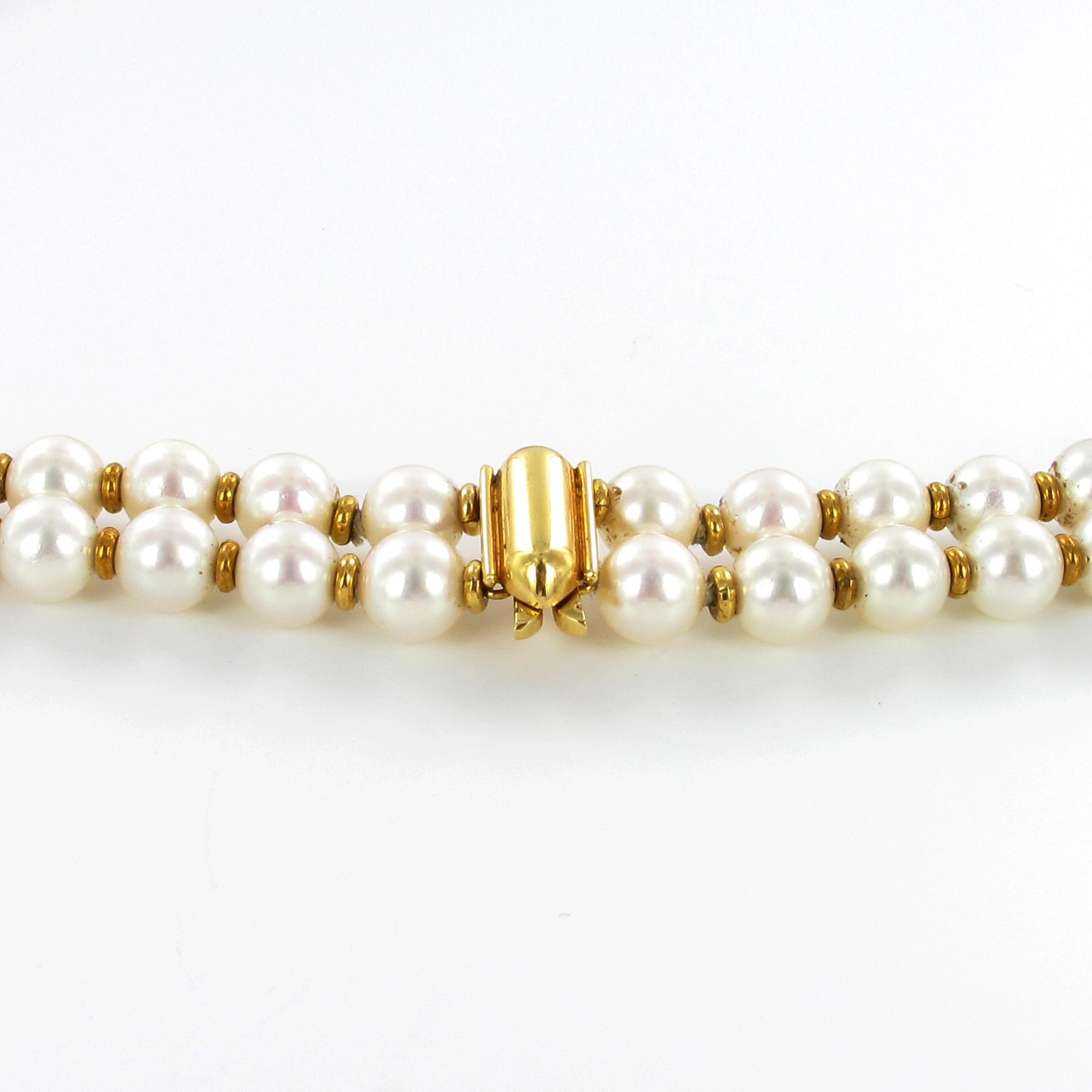 Women's or Men's Fabulous Boucheron Cultured Pearl, Sapphire, and Diamond Necklace in Yellow Gold