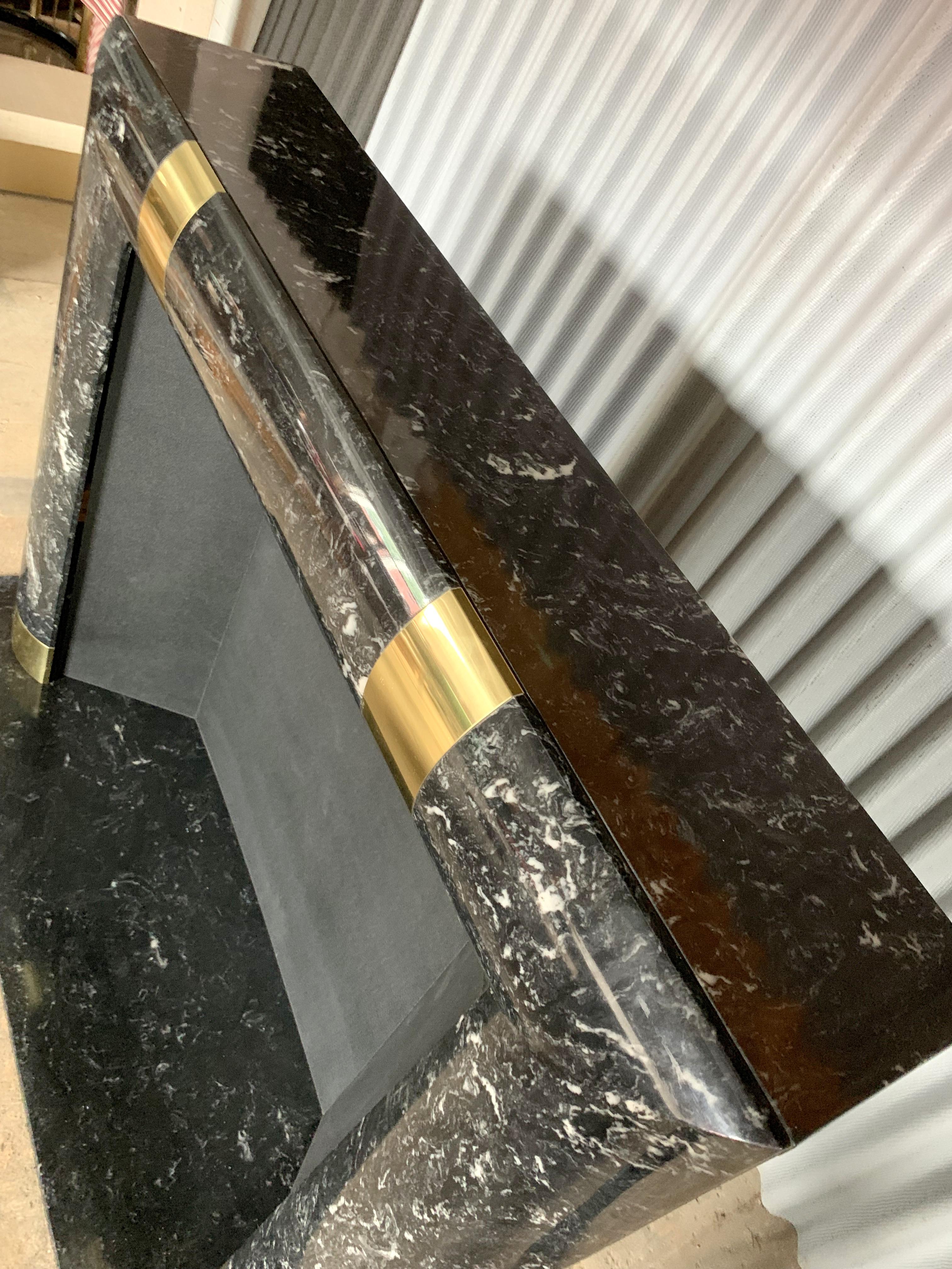 Fabulous Brass Marble and Composite Fireplace Surround 2