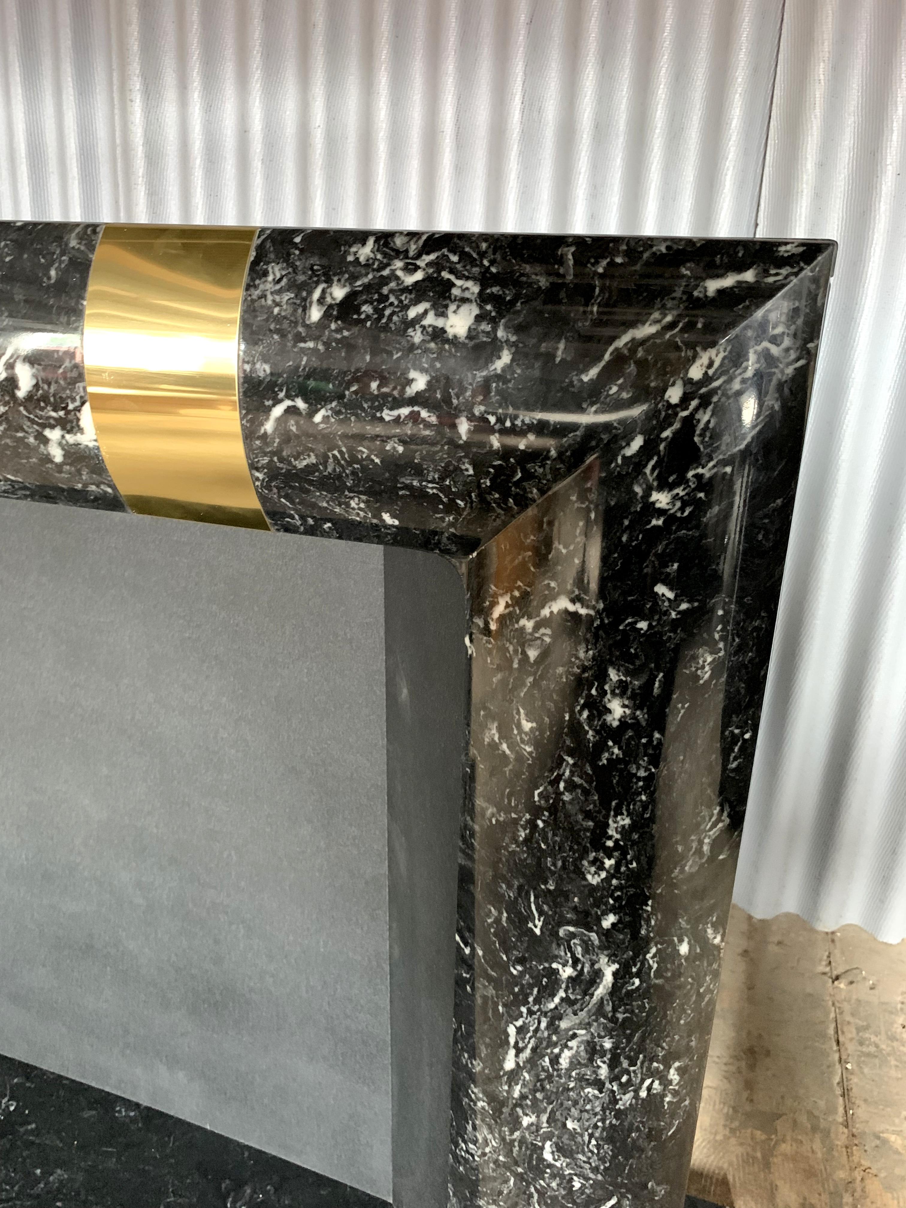 Fabulous Brass Marble and Composite Fireplace Surround 4
