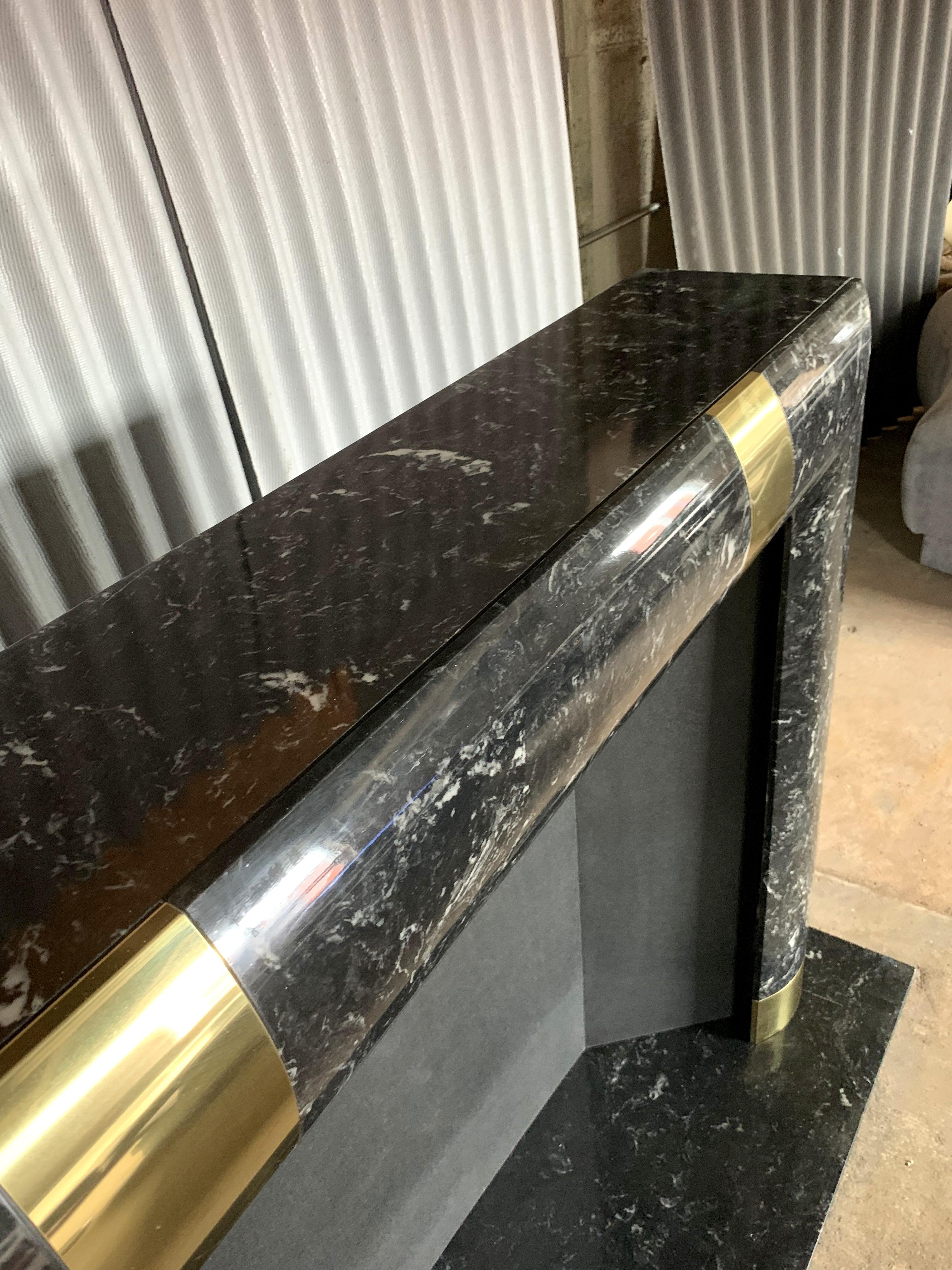 Fabulous Brass Marble and Composite Fireplace Surround 1