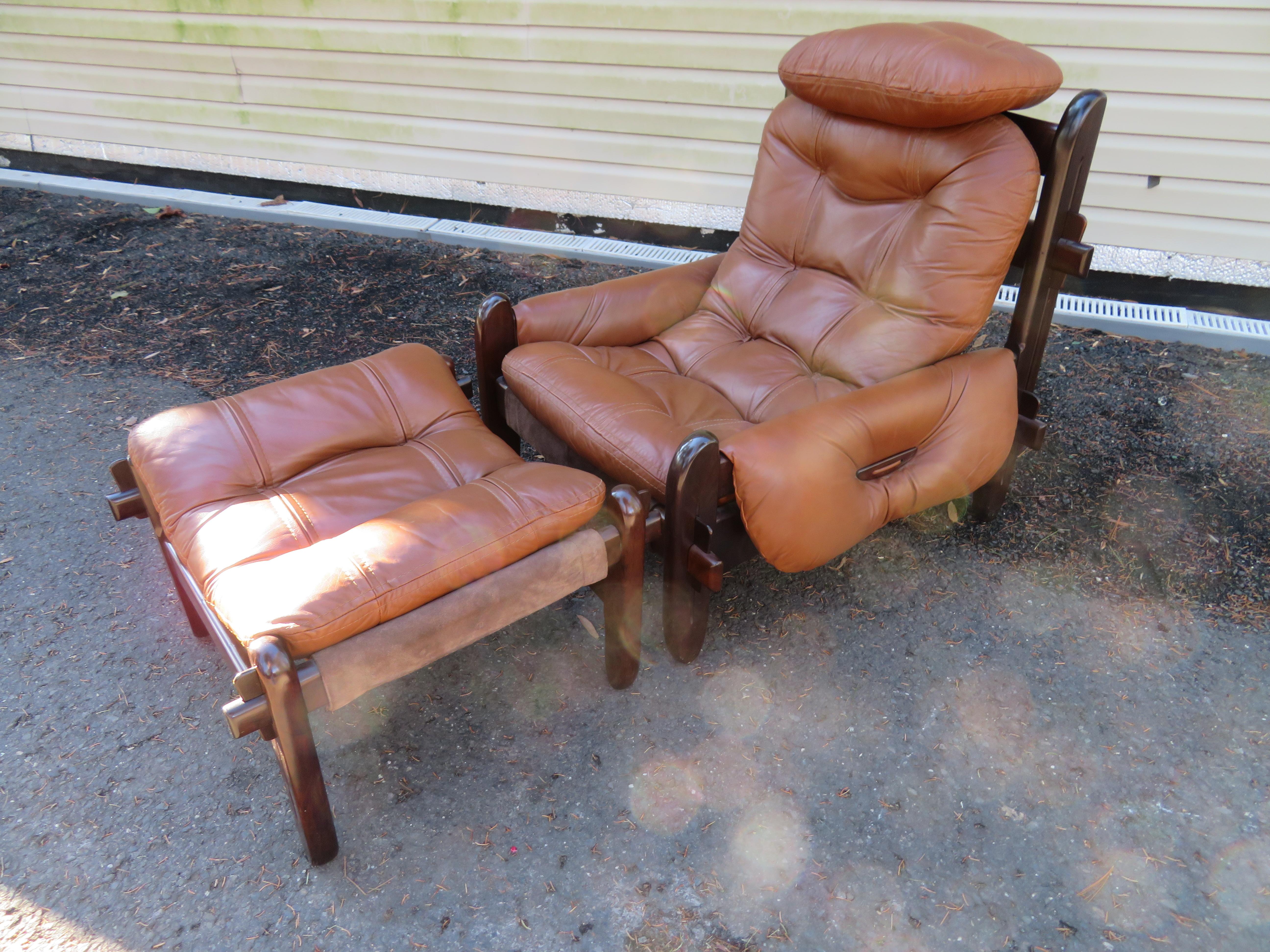 Fabulous Brazilian Rosewood Jean Gillon Lounge Chair and Ottoman for Probel For Sale 8