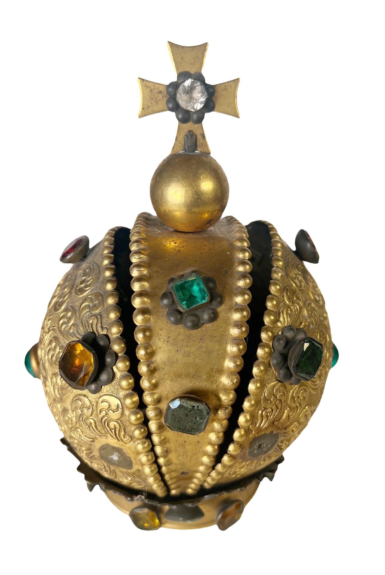 A fabulous and unusual bronze dore crown with a variety of colored stones. From Italy, circa 1820.