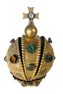 Fabulous Bronze Dore Italian Crown With Jewels