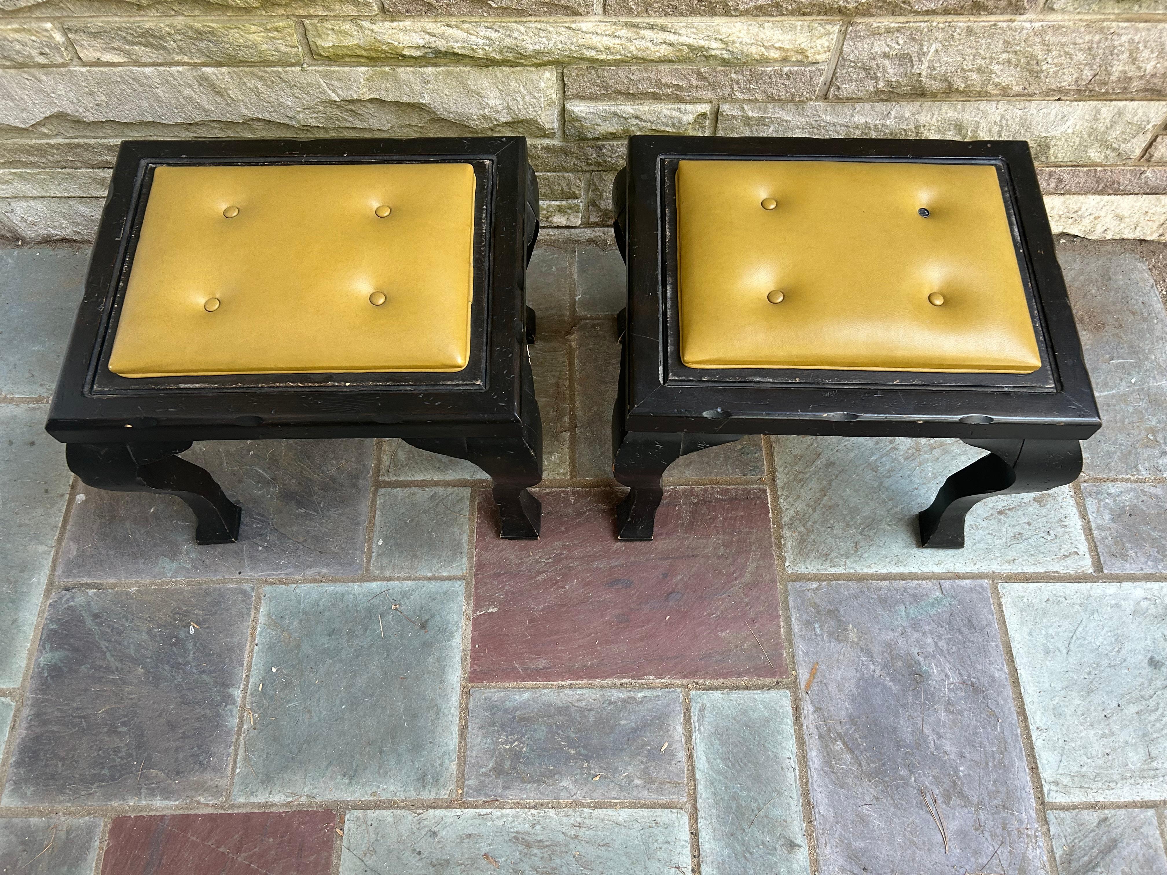 Fabulous Brutalist Modern Iron Strap Inlayed Console Table with Matching Stools For Sale 7