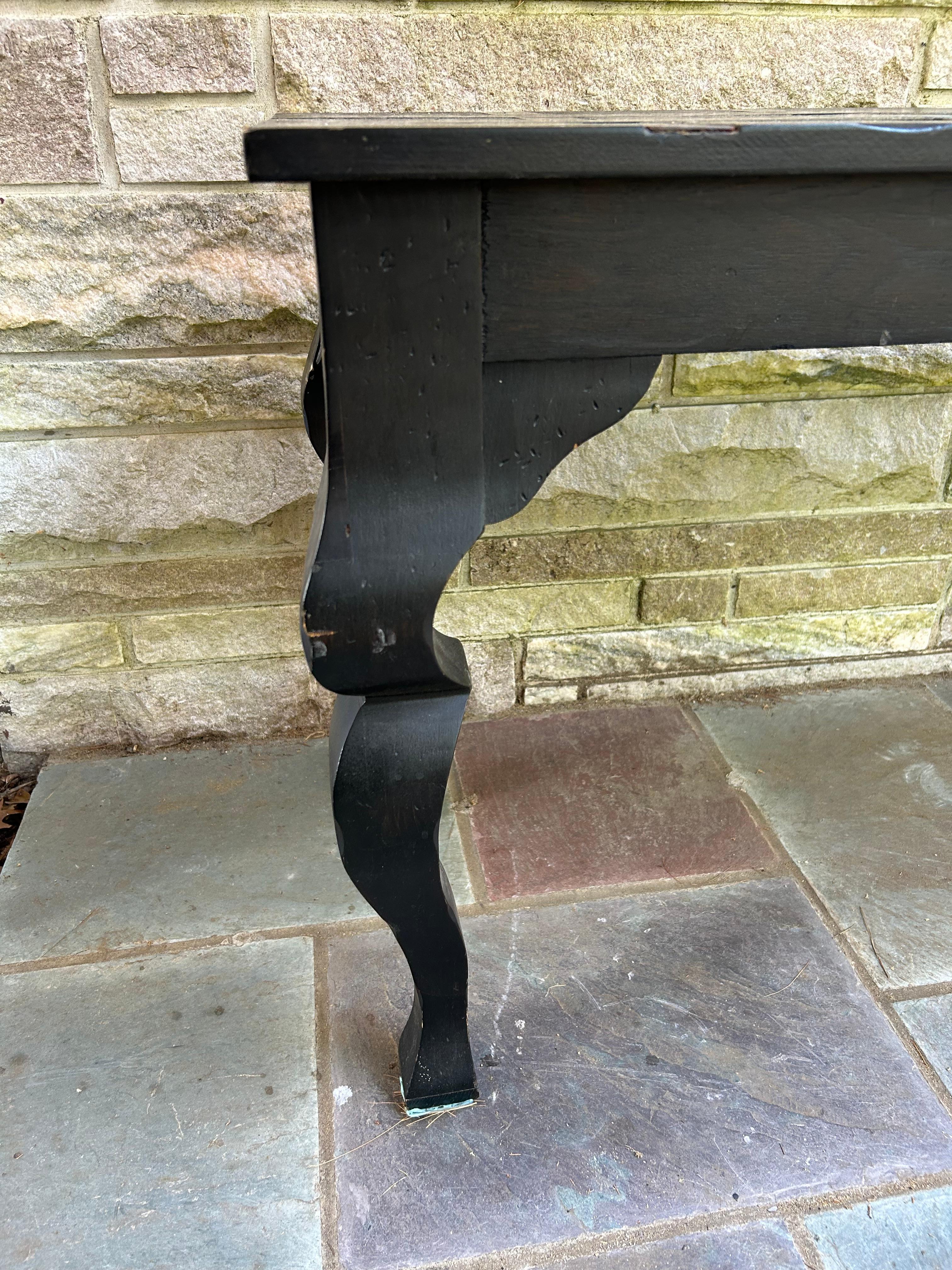 American Fabulous Brutalist Modern Iron Strap Inlayed Console Table with Matching Stools For Sale